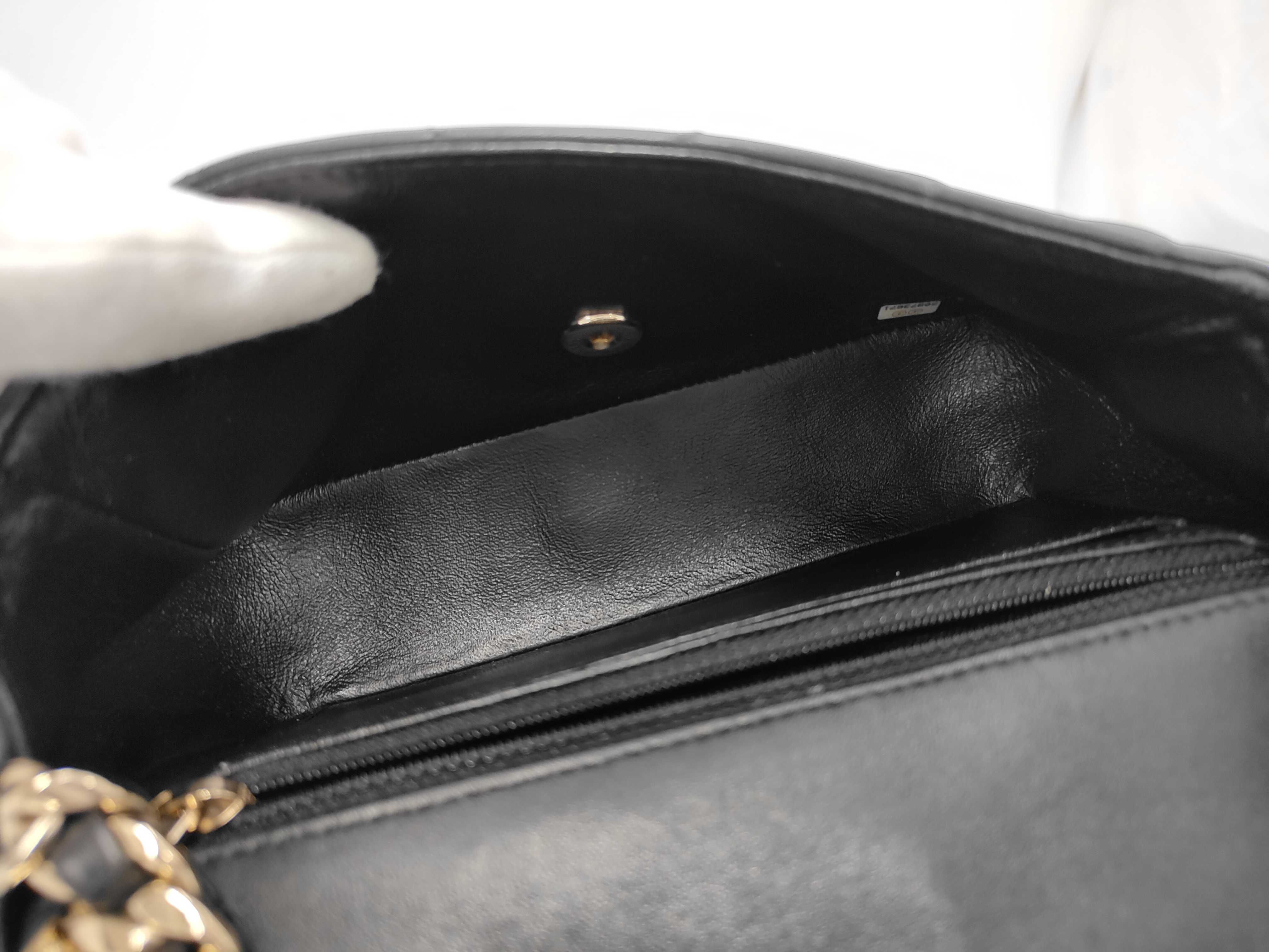 Matelassé Chain Shoulder Bag with Charm, Lambskin, Black, Gold Hardware — view 8