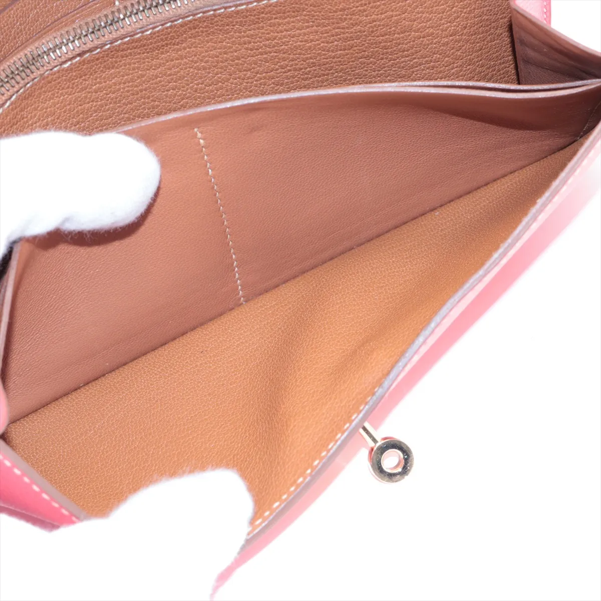 Kelly Wallet Long Verso Vaux Epson Long Wallet Rose Azalea x Gold Hardware Q:2013 — view 7