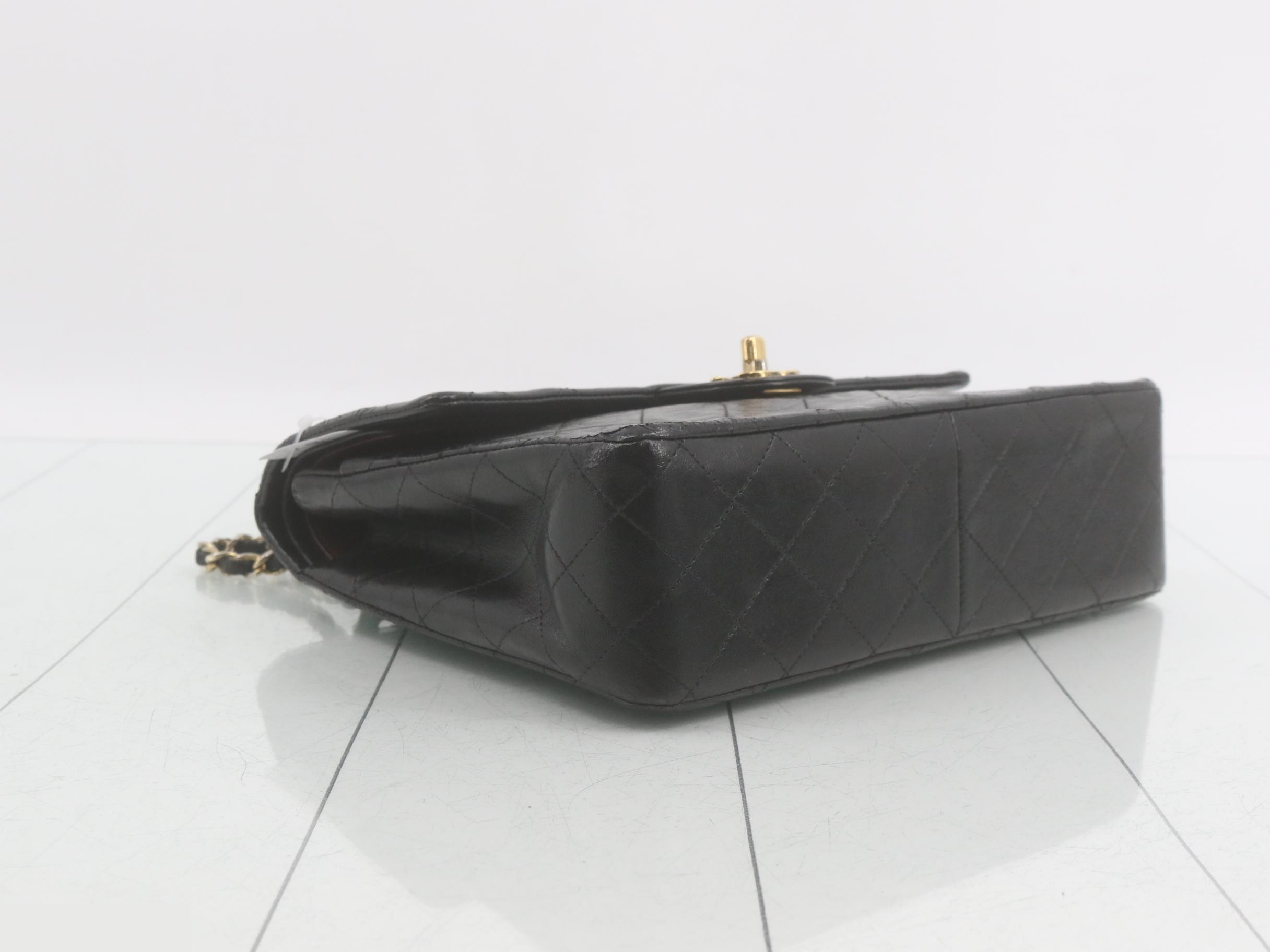 Matelassé Chain Shoulder Bag, Black Lambskin — view 5