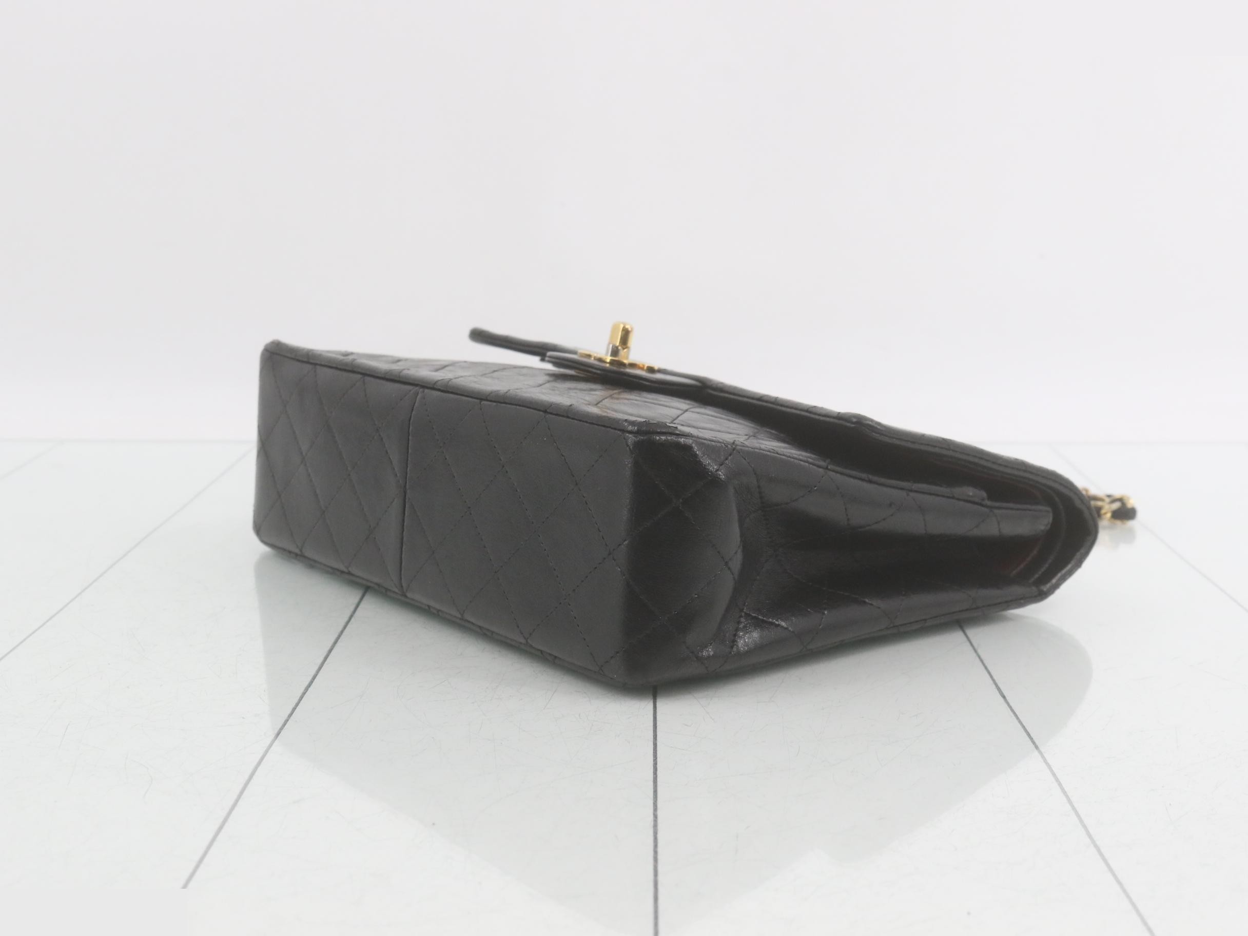 Matelassé Chain Shoulder Bag, Black Lambskin — view 6