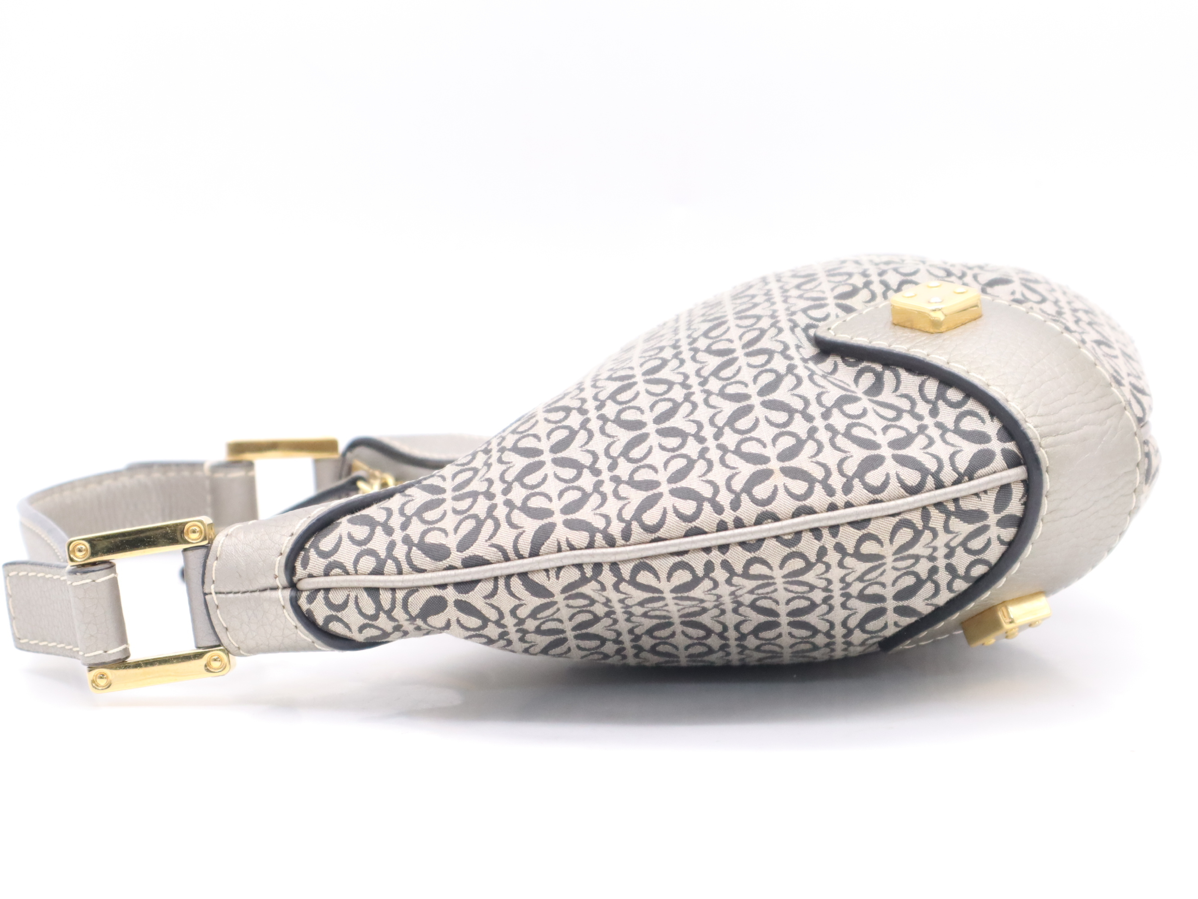 Leather New Road Line Hobo Bag, Silver with Gold Hardware, Handbag — view 3