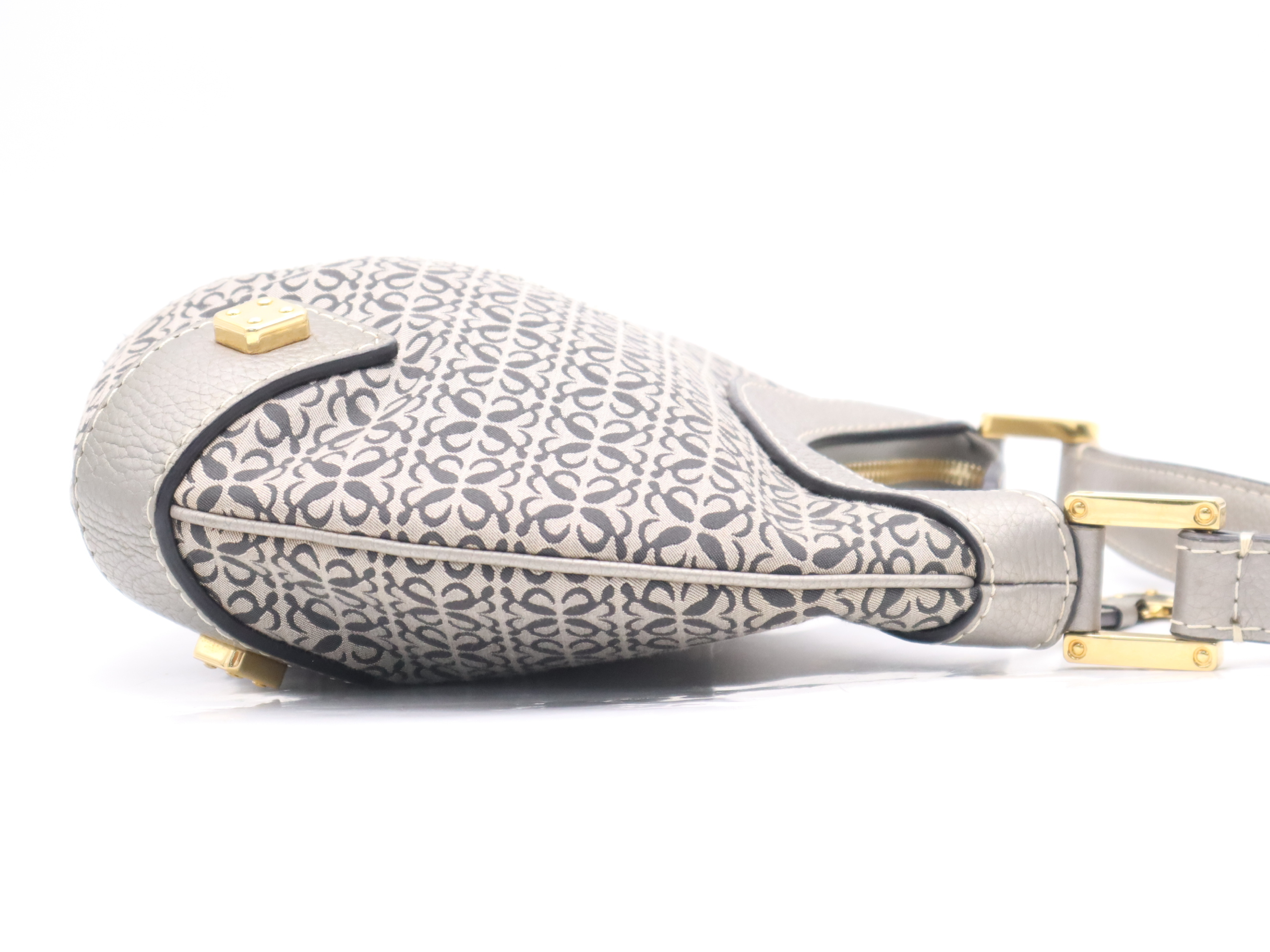 Leather New Road Line Hobo Bag, Silver with Gold Hardware, Handbag — view 5