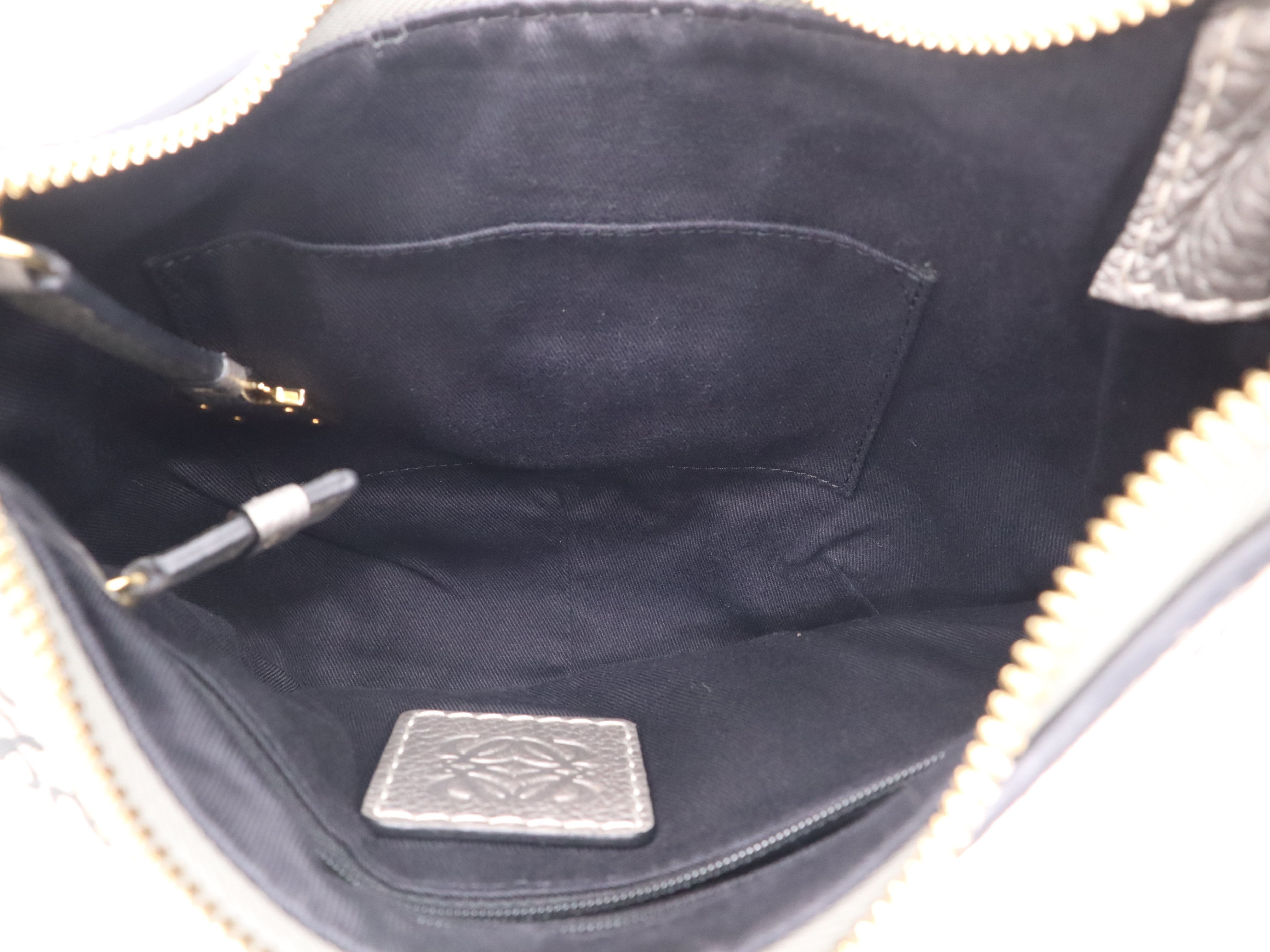 Leather New Road Line Hobo Bag, Silver with Gold Hardware, Handbag — view 10