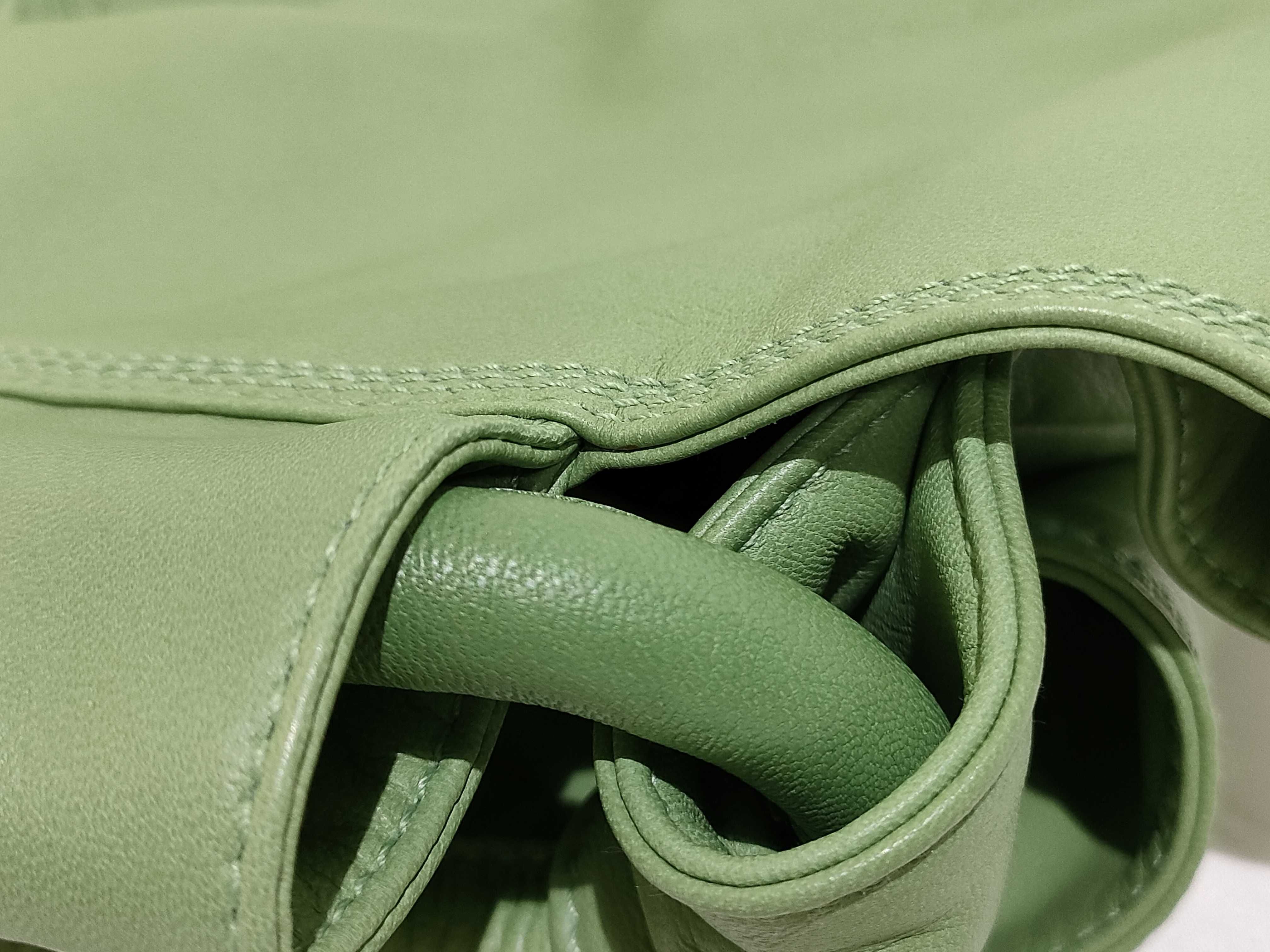 Nappa Aire Leather Handbag, Green — view 12