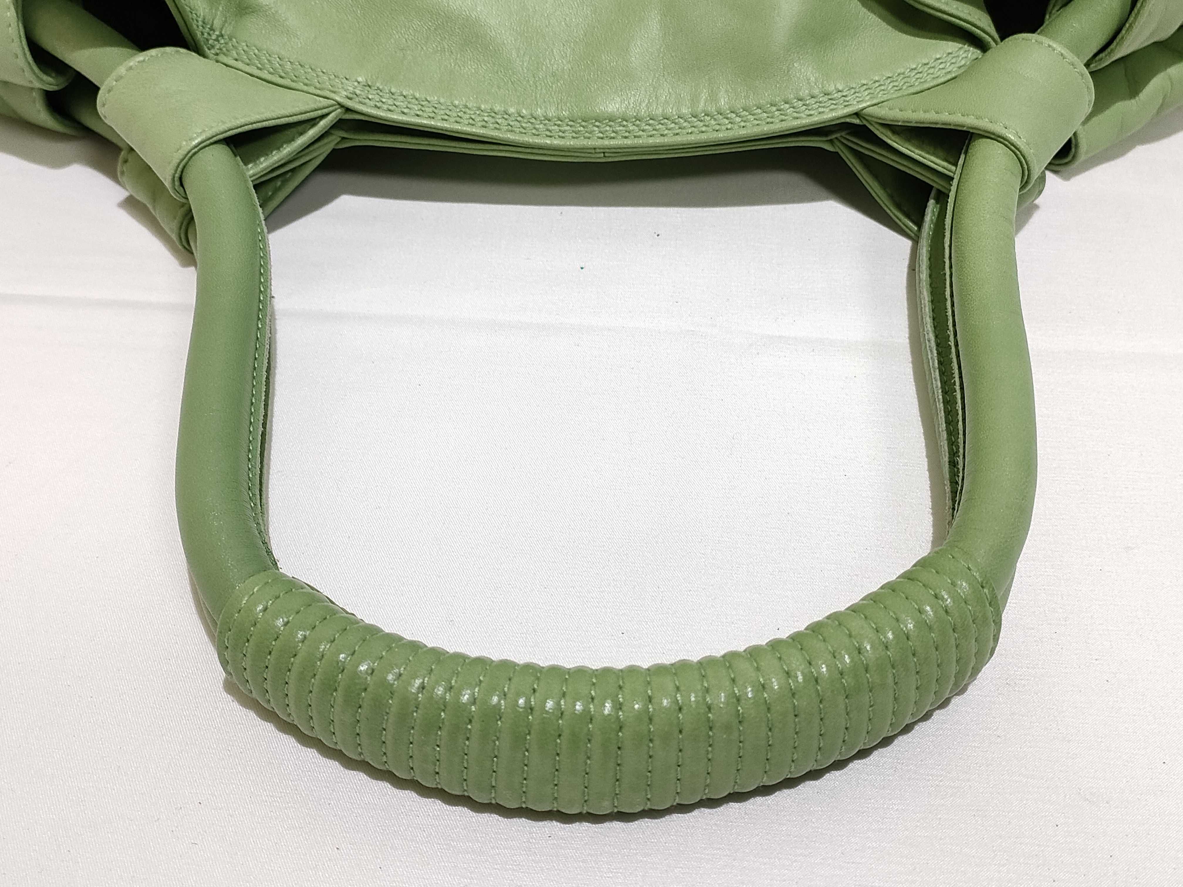 Nappa Aire Leather Handbag, Green — view 3