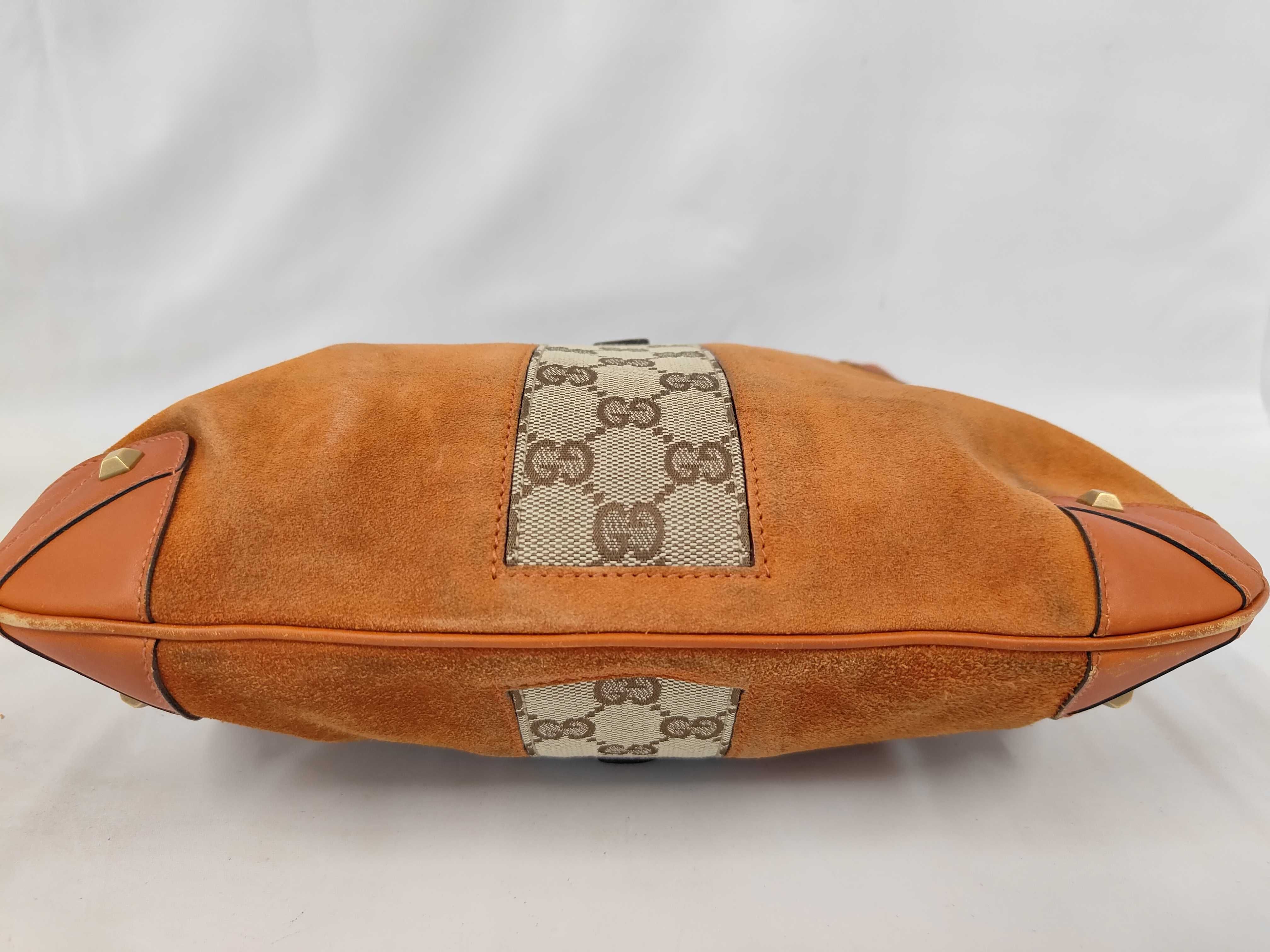 New Jackie GG Canvas One-Shoulder Suede Bag, Brown, 120888 (Shoulder Bag) — view 4