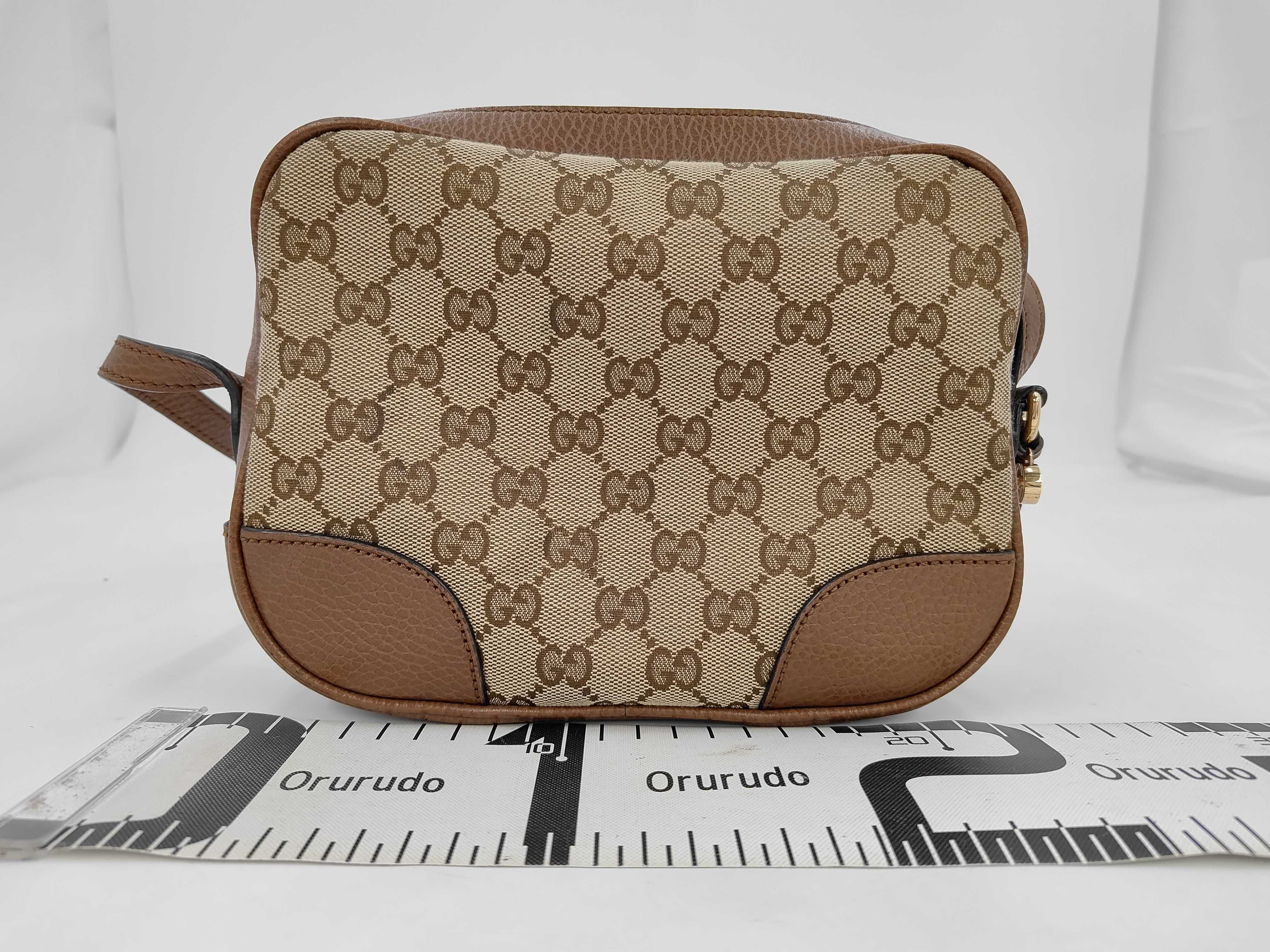 Square-shaped Canvas x Leather Beige x Brown Shoulder Bag — view 2