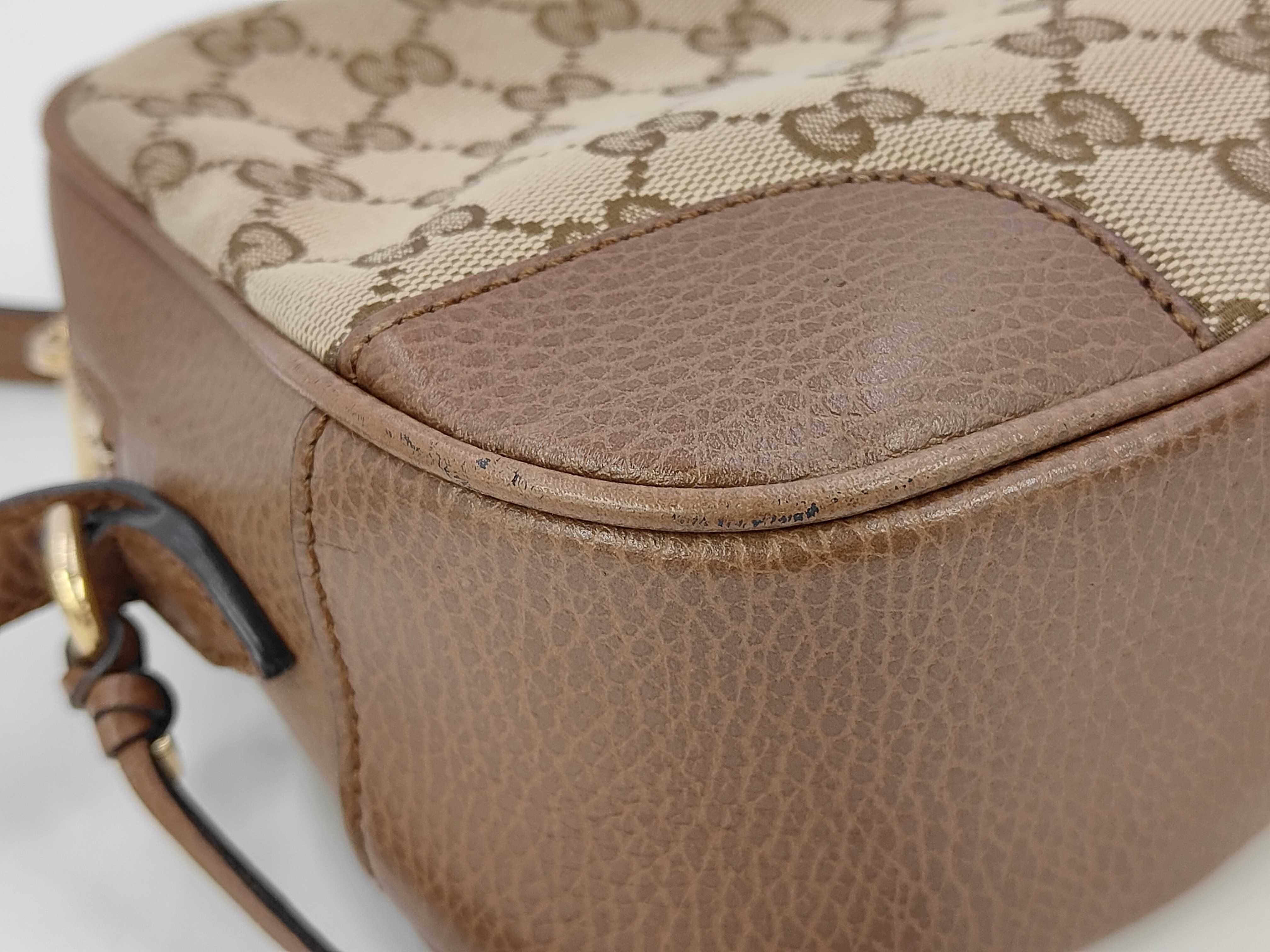 Square-shaped Canvas x Leather Beige x Brown Shoulder Bag — view 6