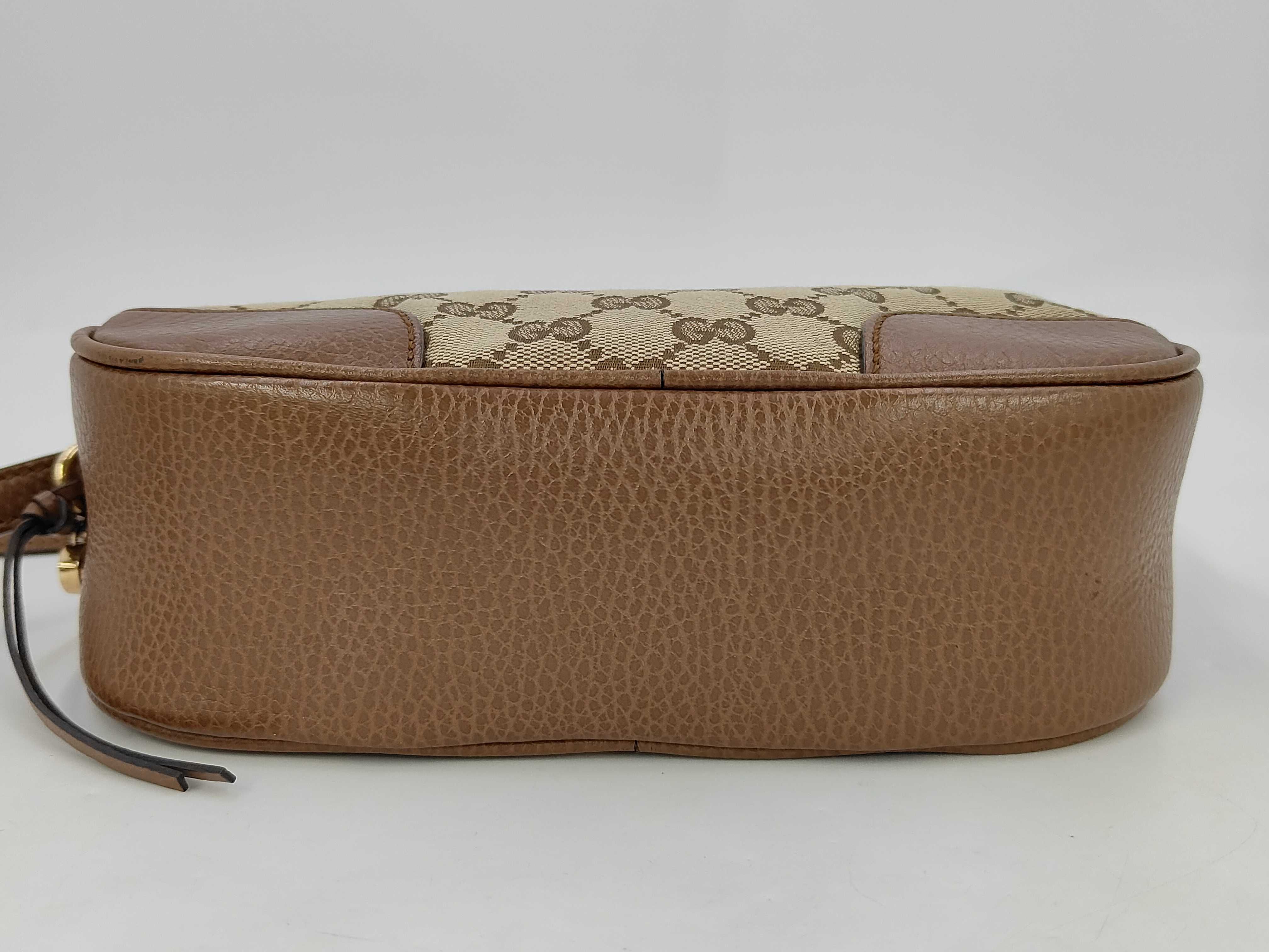 Square-shaped Canvas x Leather Beige x Brown Shoulder Bag — view 7