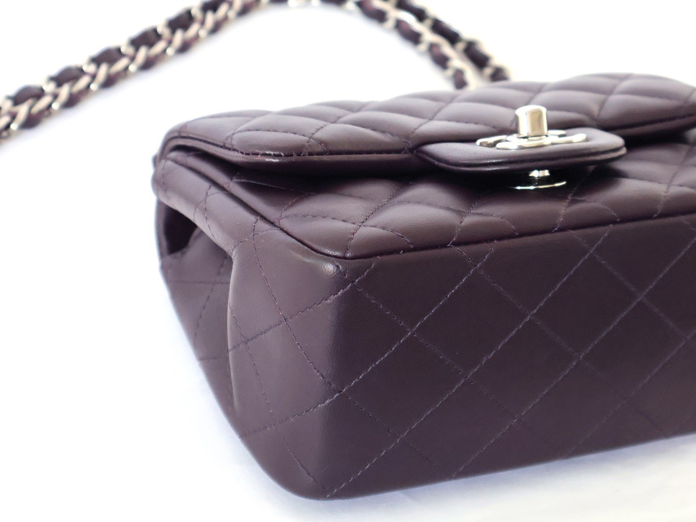 Mini Matelassé 17 Lambskin Chain Shoulder Bag, Purple — view 3