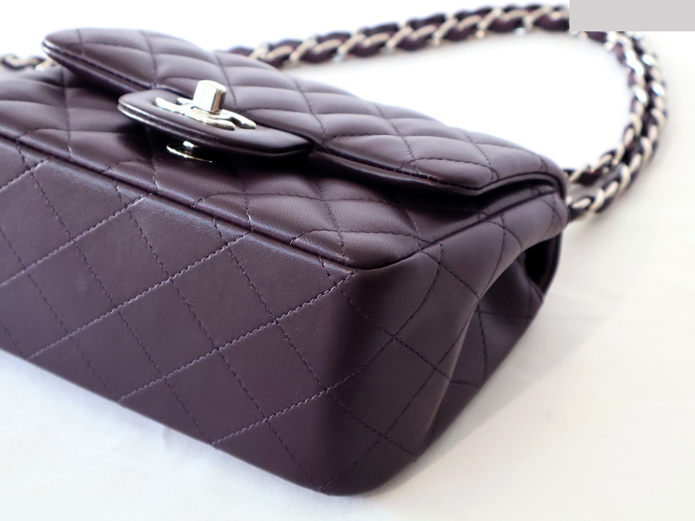 Mini Matelassé 17 Lambskin Chain Shoulder Bag, Purple — view 4