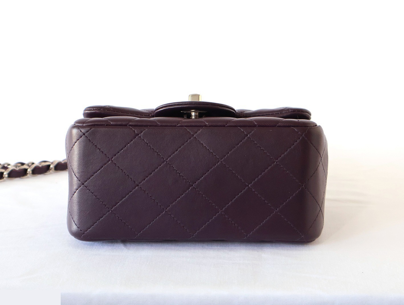 Mini Matelassé 17 Lambskin Chain Shoulder Bag, Purple — view 5