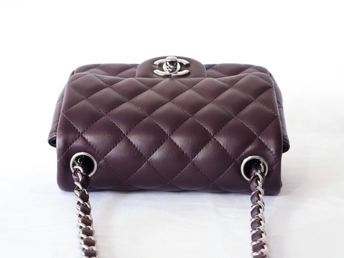 Mini Matelassé 17 Lambskin Chain Shoulder Bag, Purple — view 8
