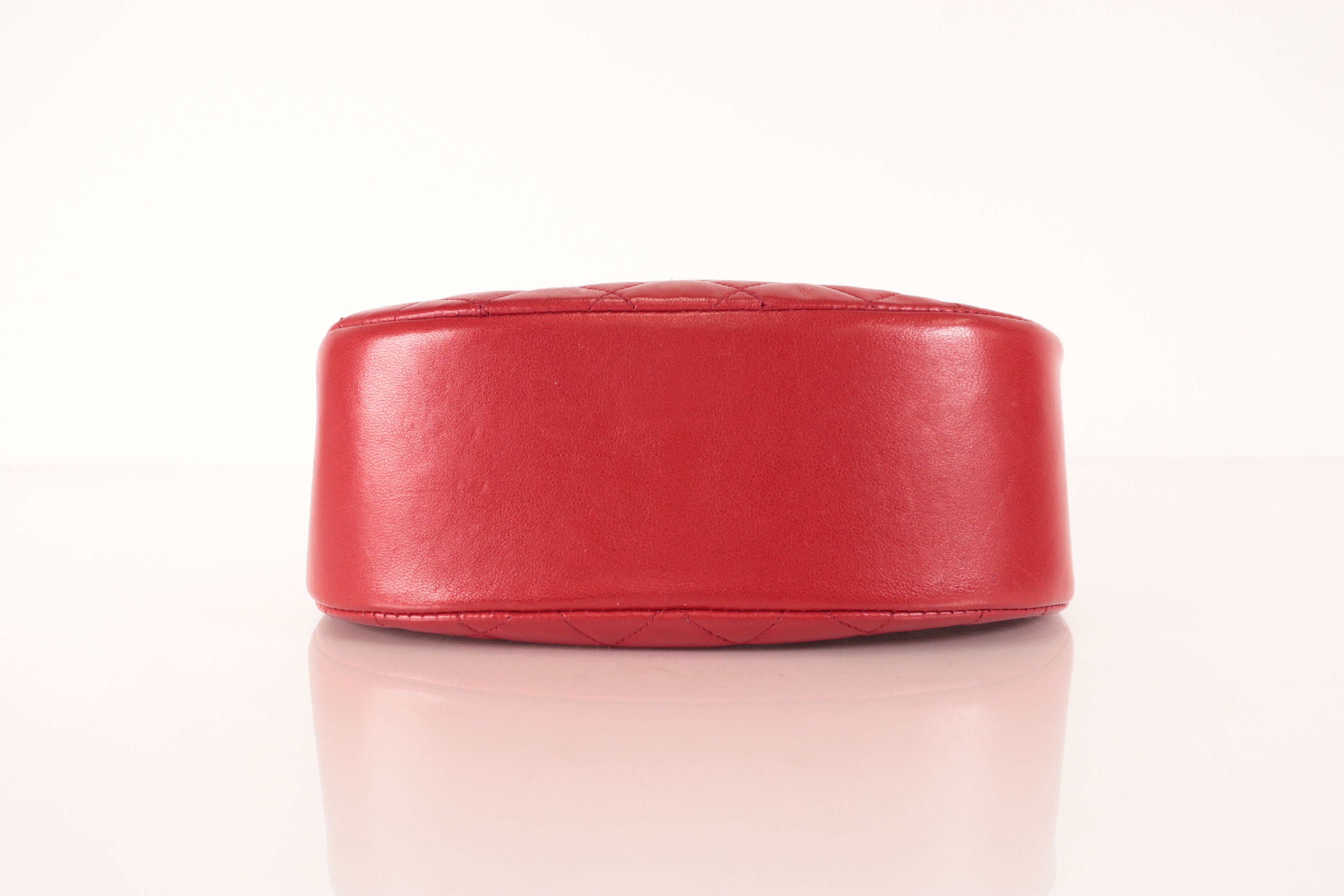 Lambskin Half Moon Chain Shoulder Bag, Red, Series 3 — view 7