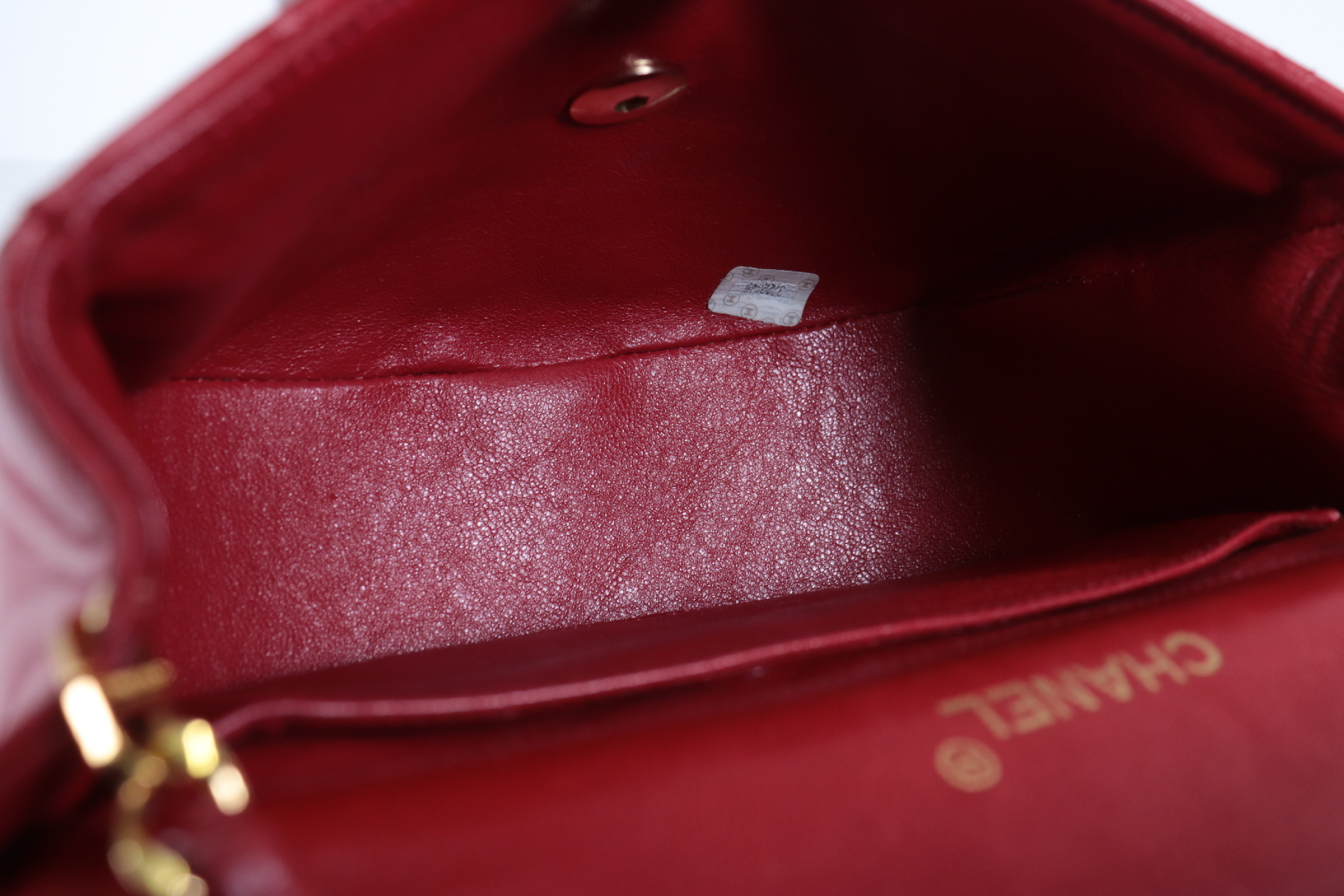 Lambskin Half Moon Chain Shoulder Bag, Red, Series 3 — view 9