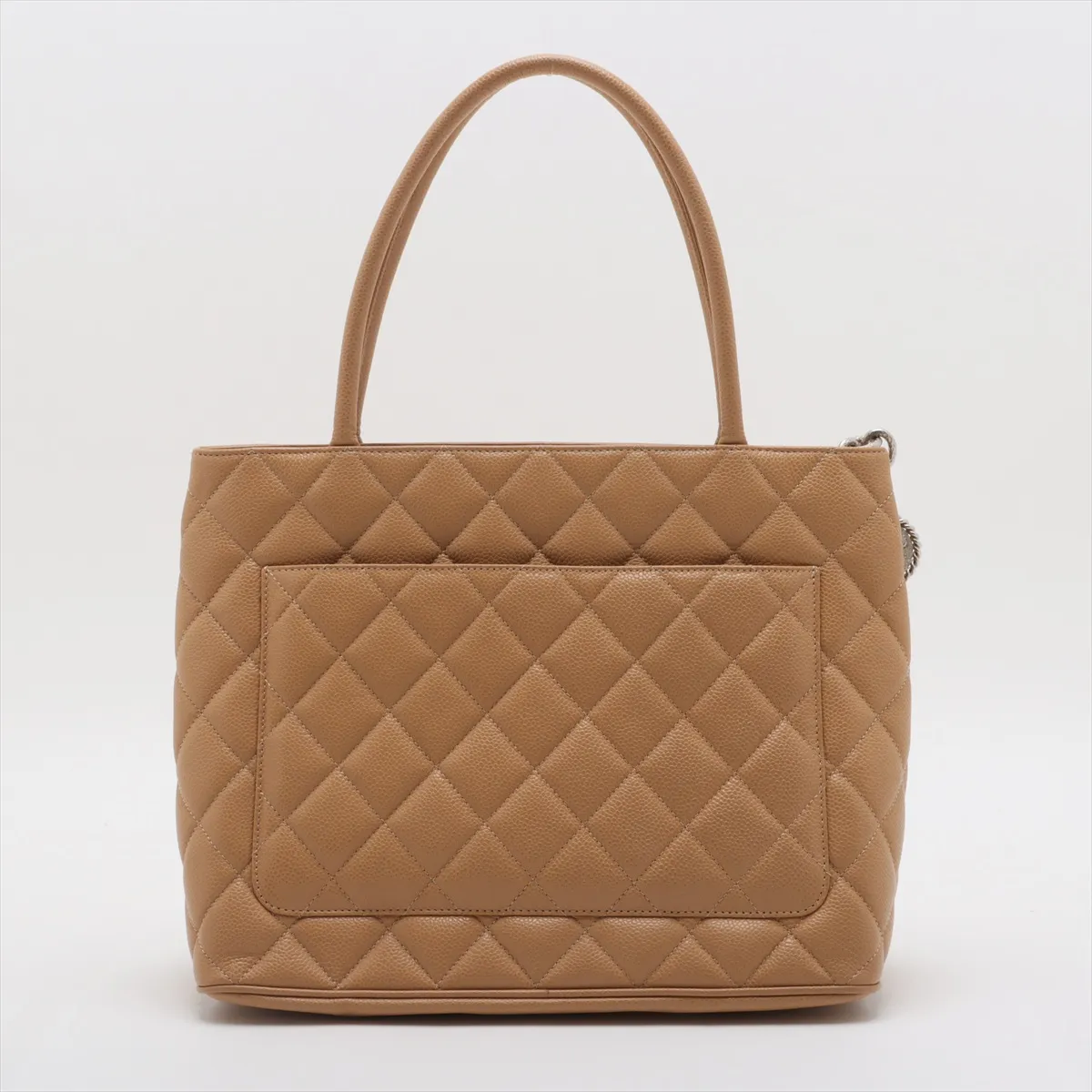 reprint caviar skin tote bag beige silver hardware 6283966 6th series — view 2