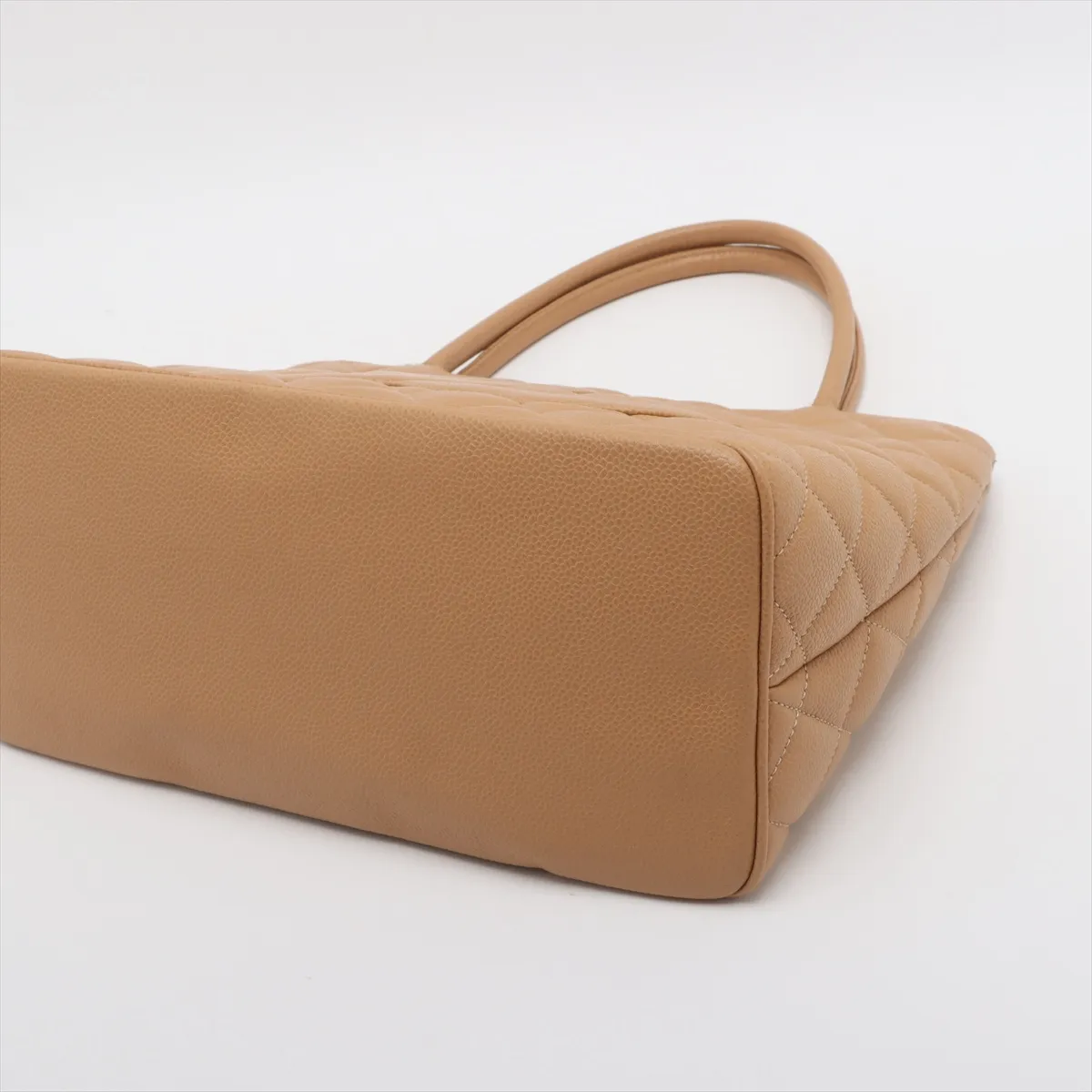 reprint caviar skin tote bag beige silver hardware 6283966 6th series — view 3