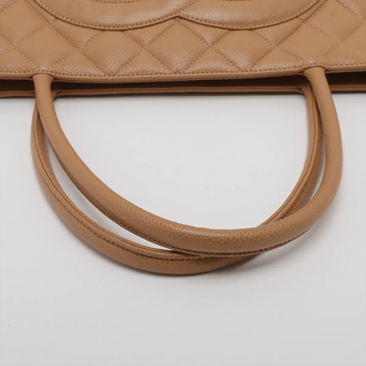 reprint caviar skin tote bag beige silver hardware 6283966 6th series — view 5