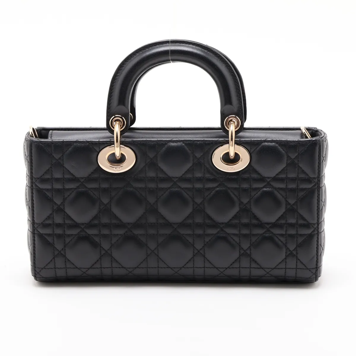 Cannage Lady D-Joy Leather 2-Way Handbag, Black — view 2