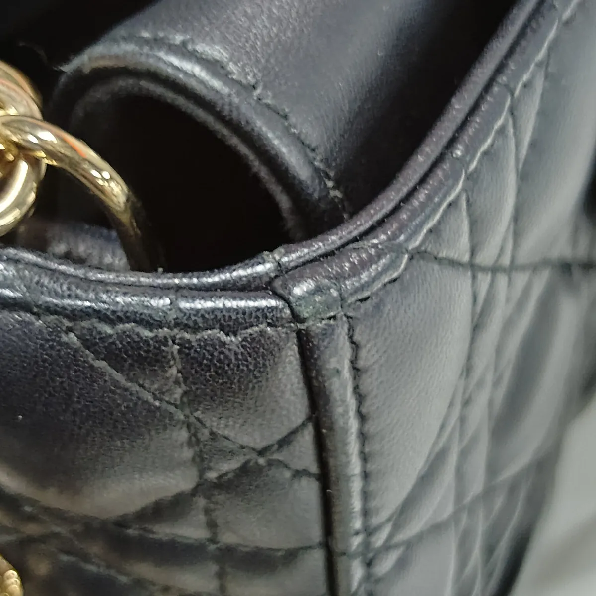 Cannage Lady D-Joy Leather 2-Way Handbag, Black — view 12
