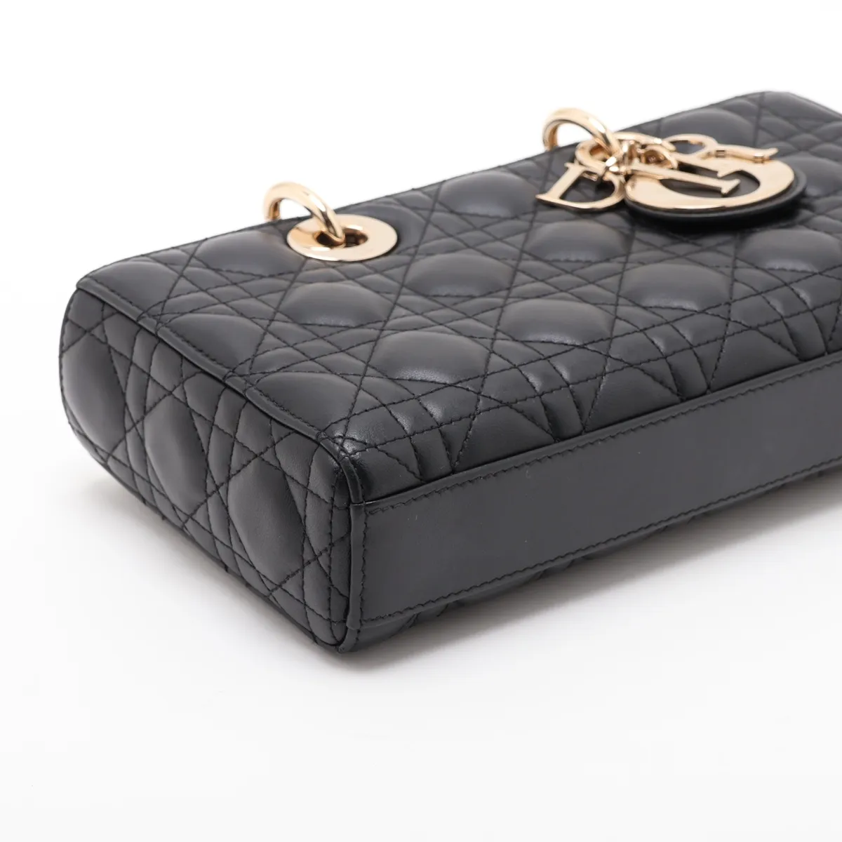 Cannage Lady D-Joy Leather 2-Way Handbag, Black — view 4