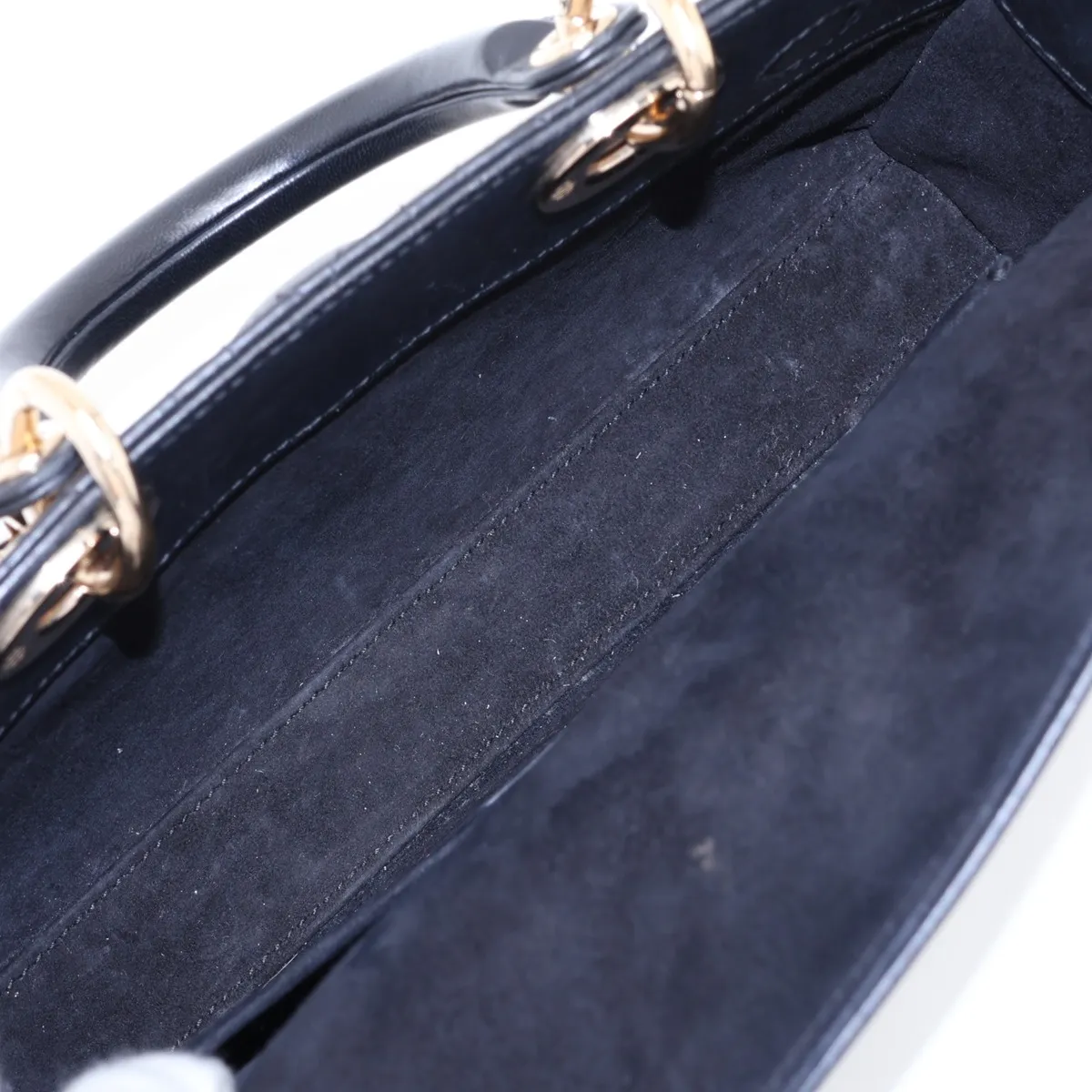 Cannage Lady D-Joy Leather 2-Way Handbag, Black — view 8