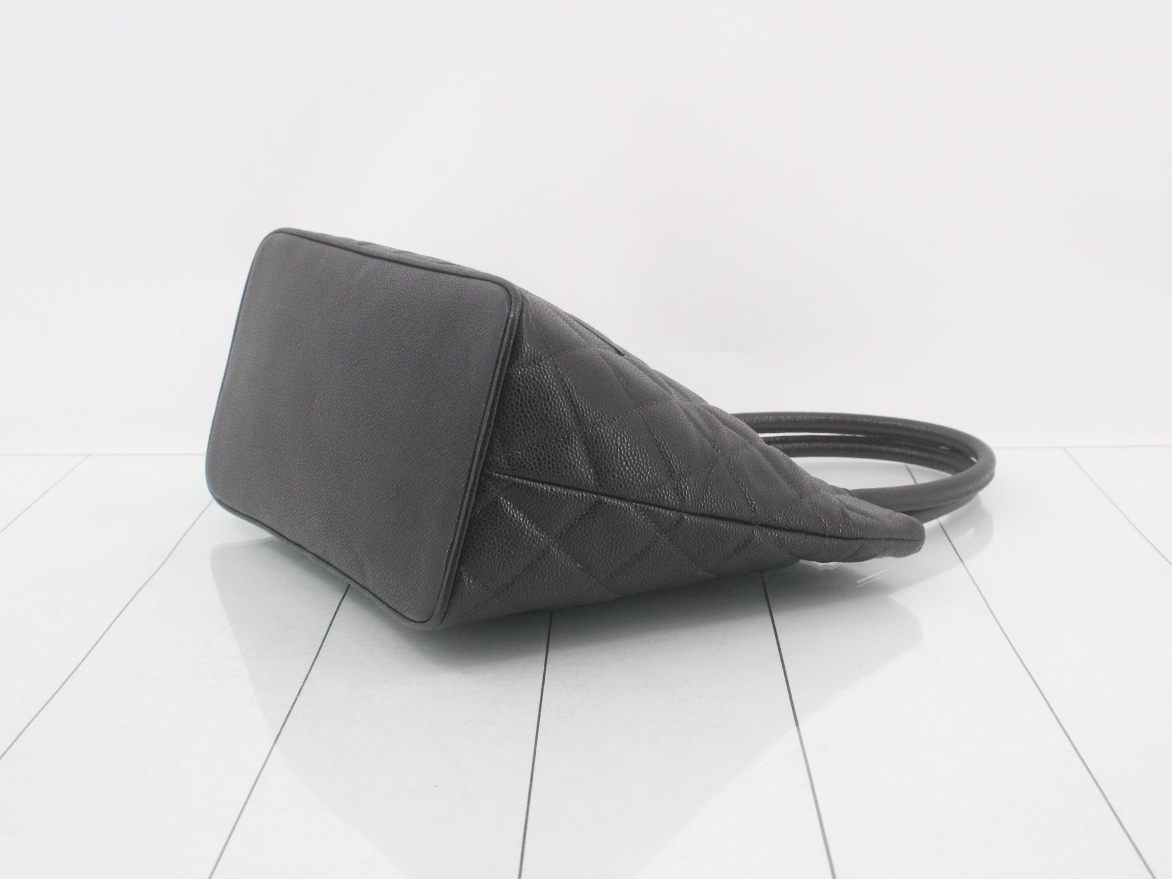 Caviar skin reissue tote bag with gold hardware — view 6