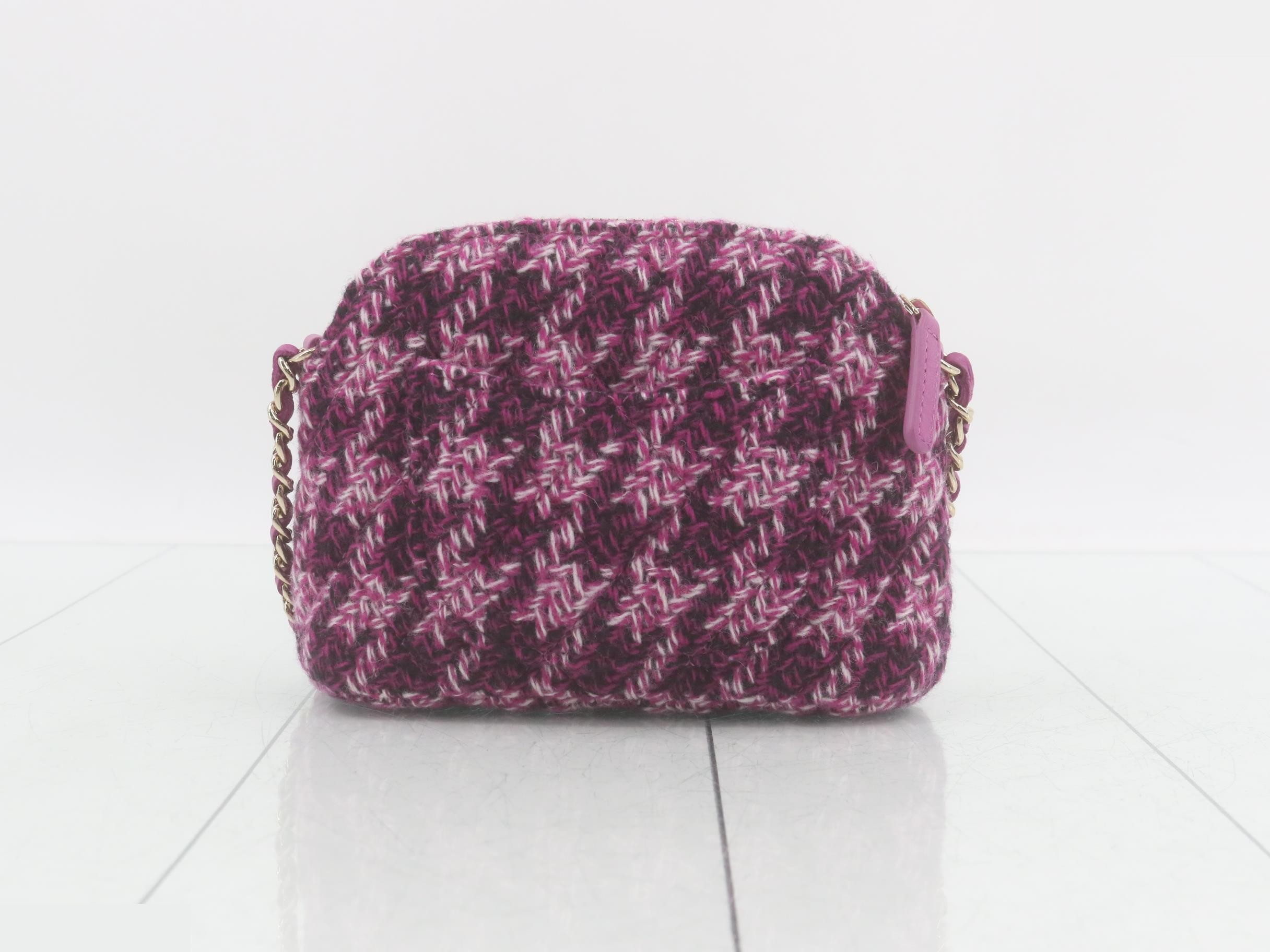 Matelassé Chain Shoulder Bag, Tweed — view 2