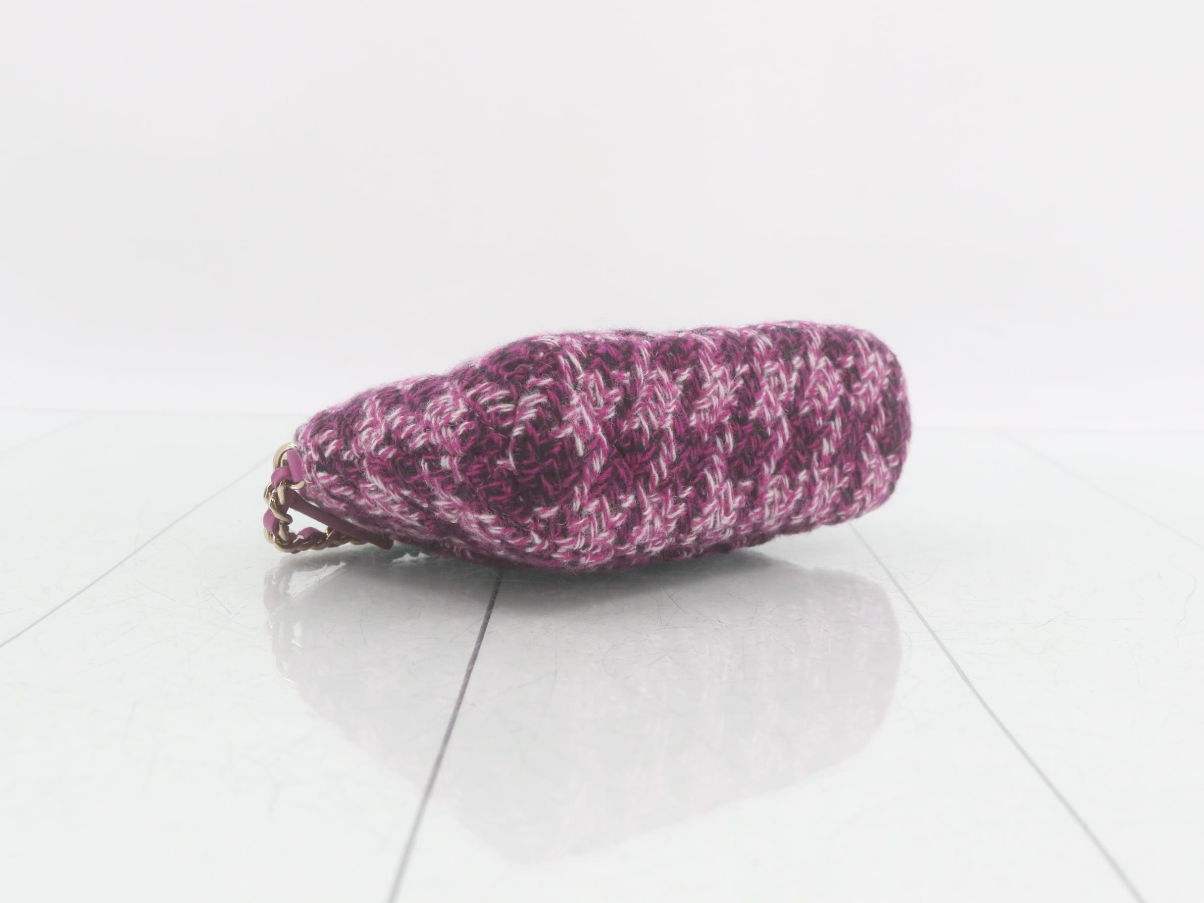 Matelassé Chain Shoulder Bag, Tweed — view 5