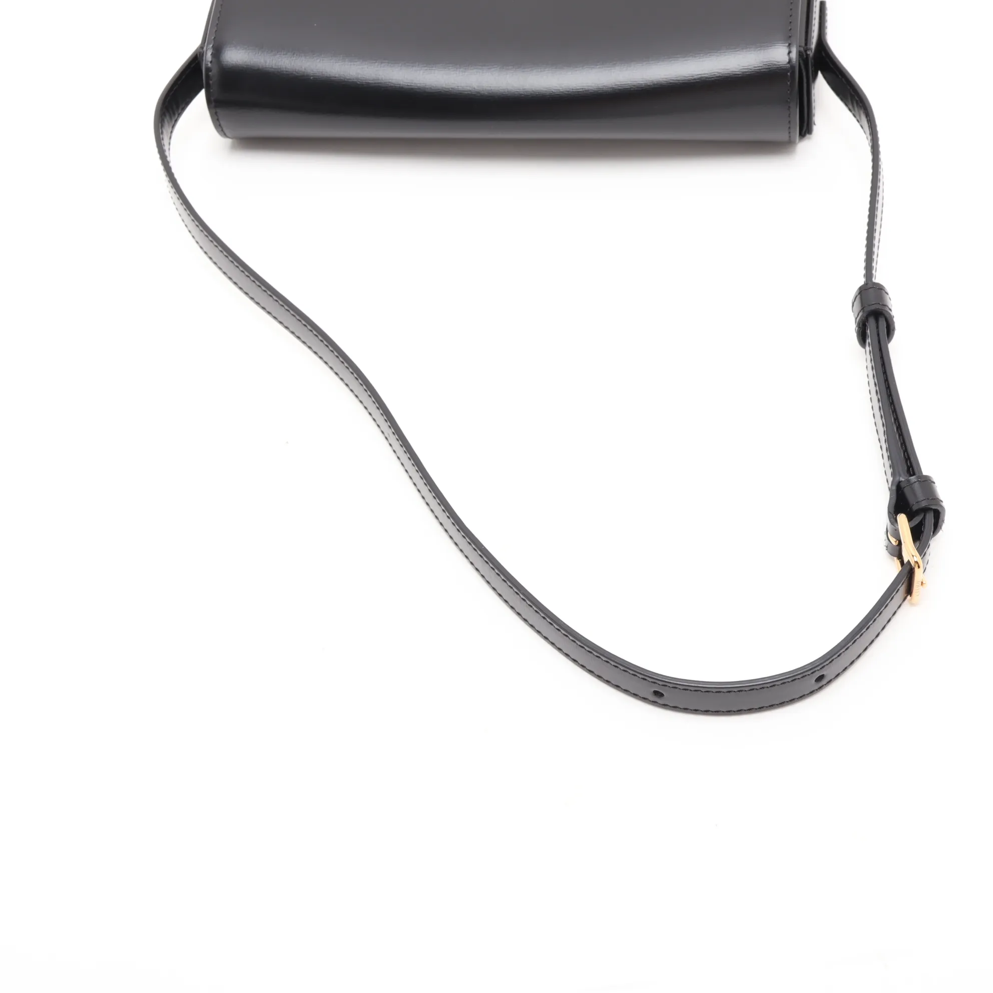 Triomphe Claude Leather Shoulder Bag, Black — view 5