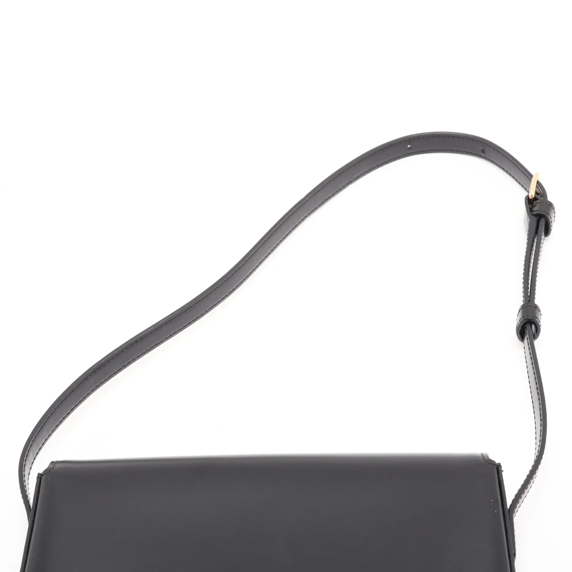 Triomphe Claude Leather Shoulder Bag, Black — view 6