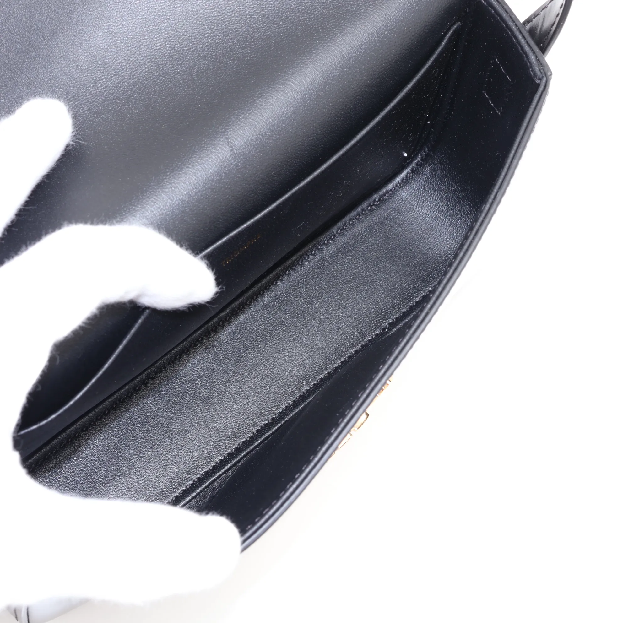 Triomphe Claude Leather Shoulder Bag, Black — view 7