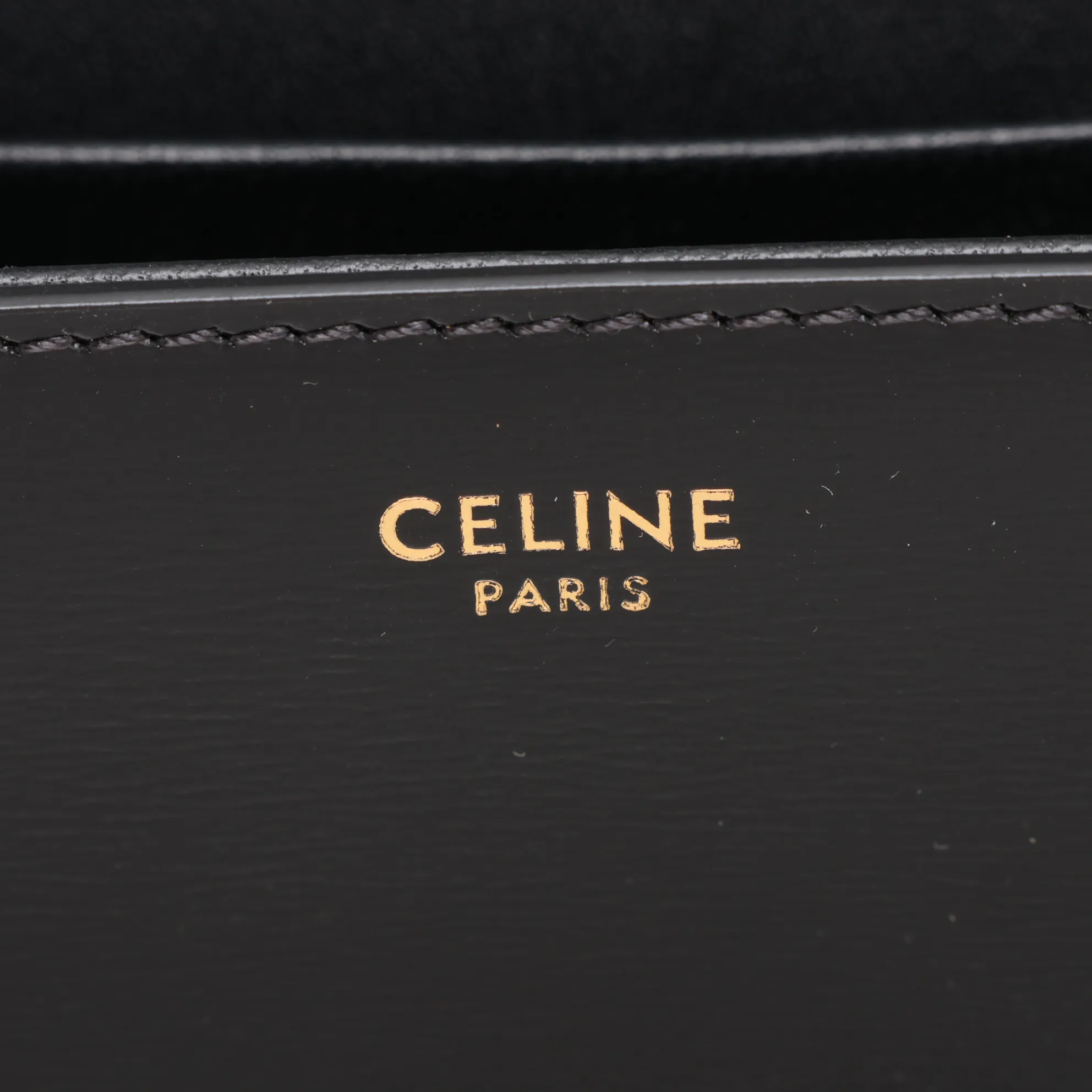 Triomphe Claude Leather Shoulder Bag, Black — view 9