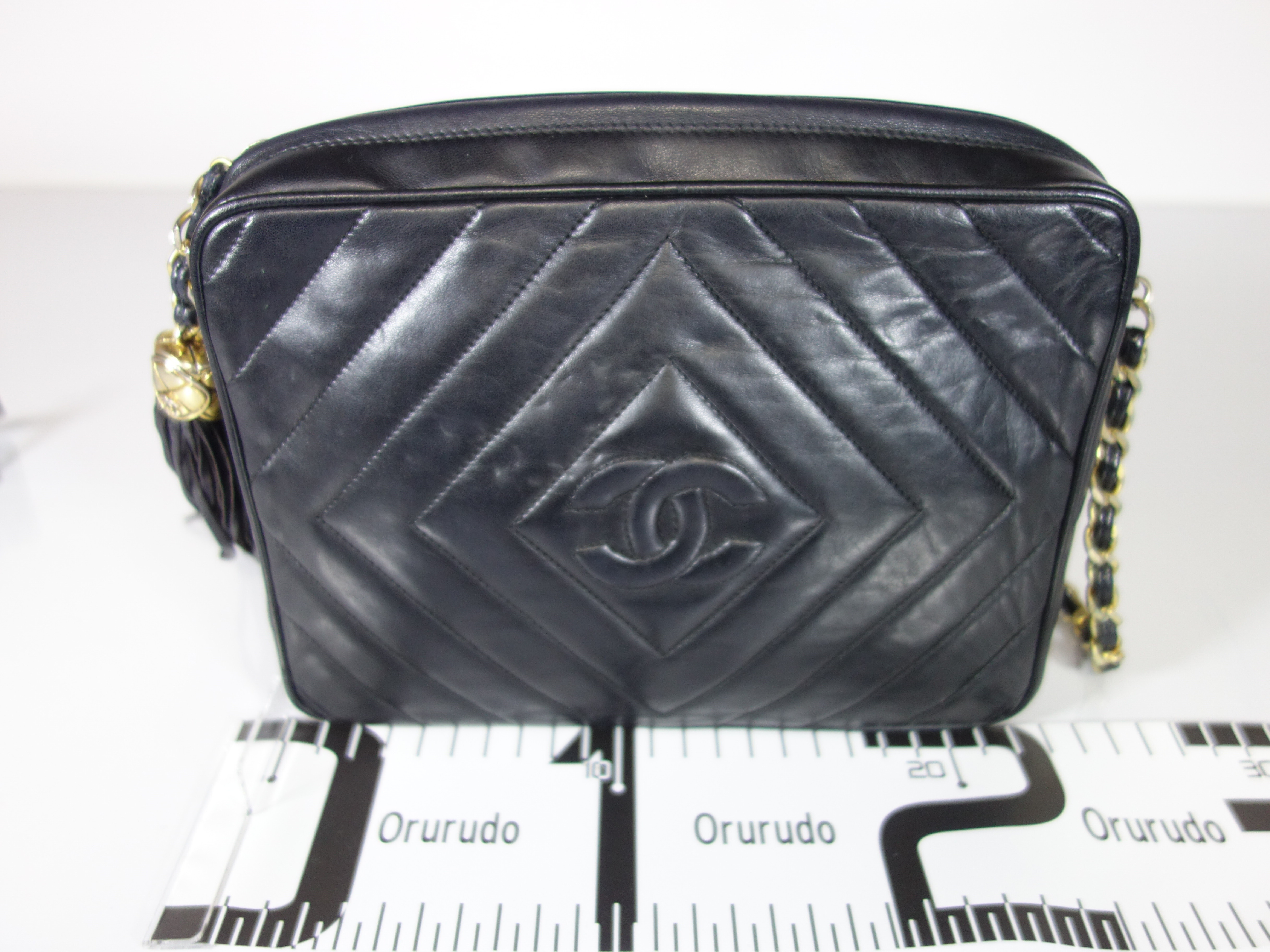 Lambskin Chain Shoulder Bag, Black — view 2