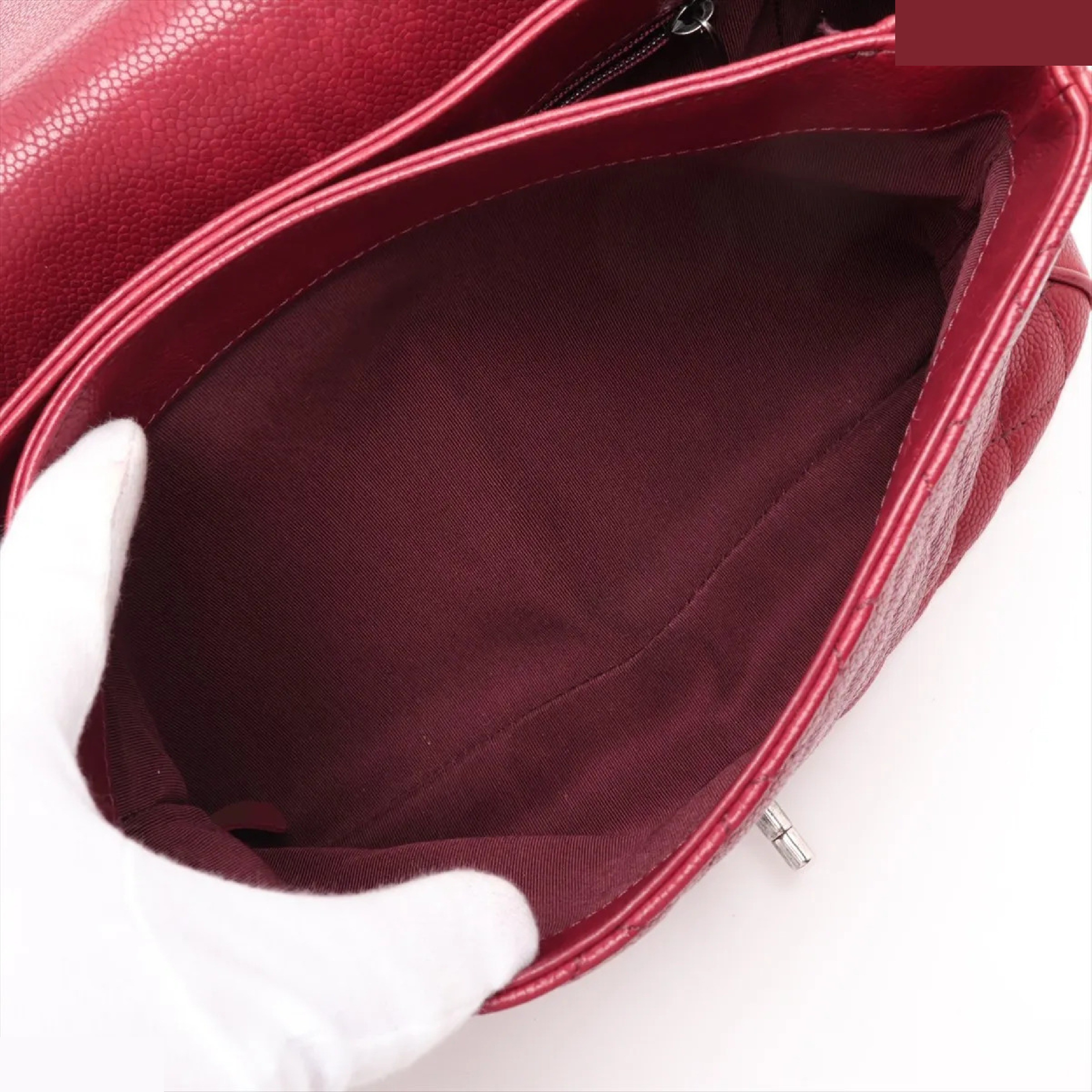 Matelassé Caviar Skin Chain Shoulder Bag (with seal and card) — view 7