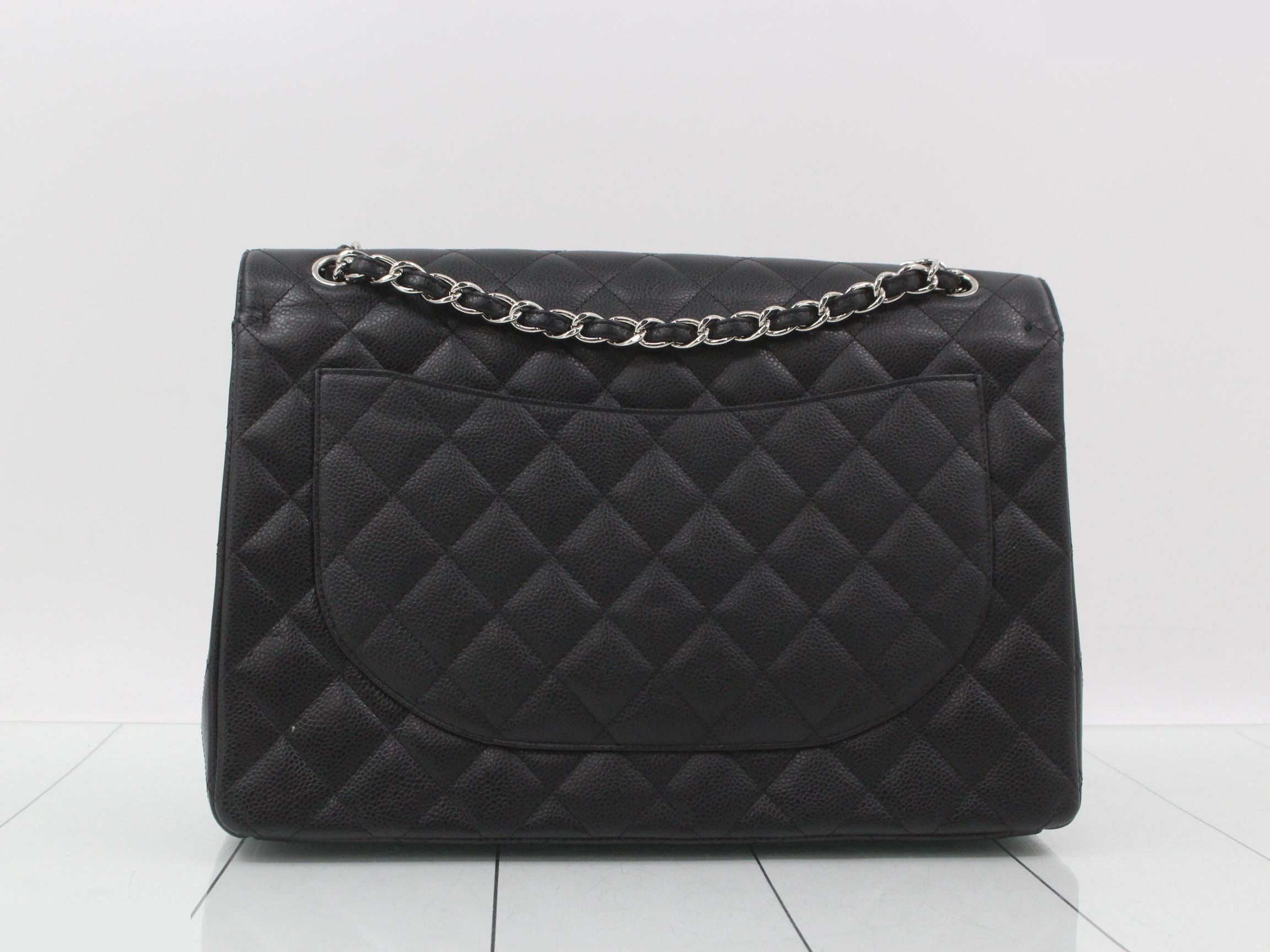 Large Matelassé 34, Caviar Skin, Double Flap, Double Chain Shoulder Bag — view 2
