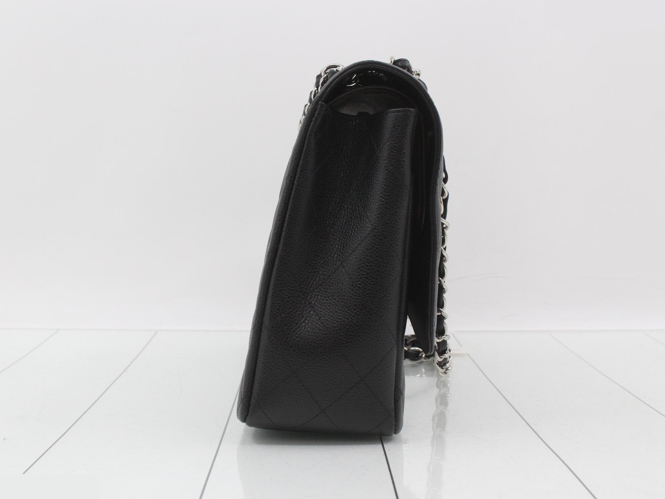 Large Matelassé 34, Caviar Skin, Double Flap, Double Chain Shoulder Bag — view 4