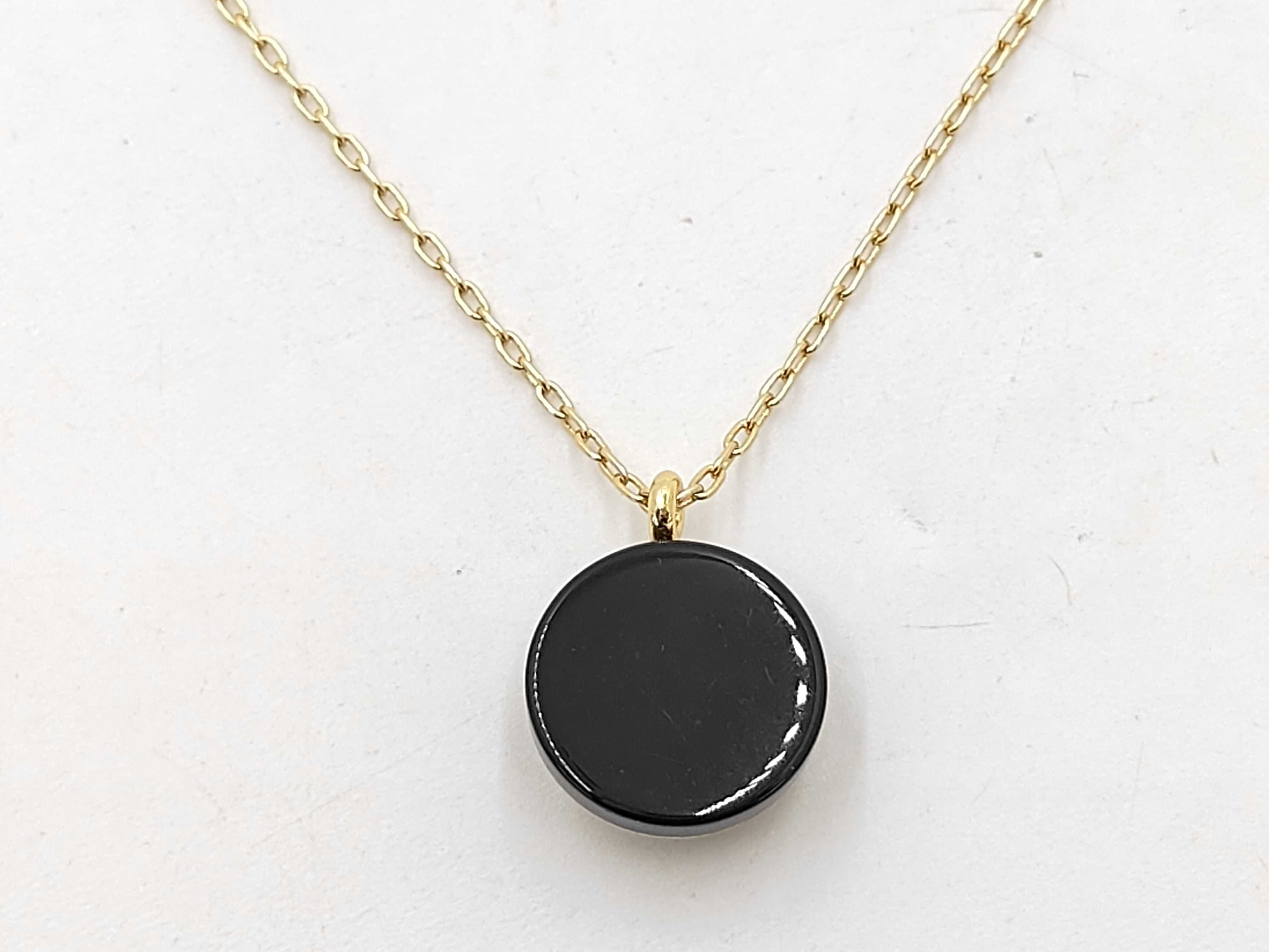 Coco Mark Round Face Chain Necklace D22A Gold*Black Necklace — view 3