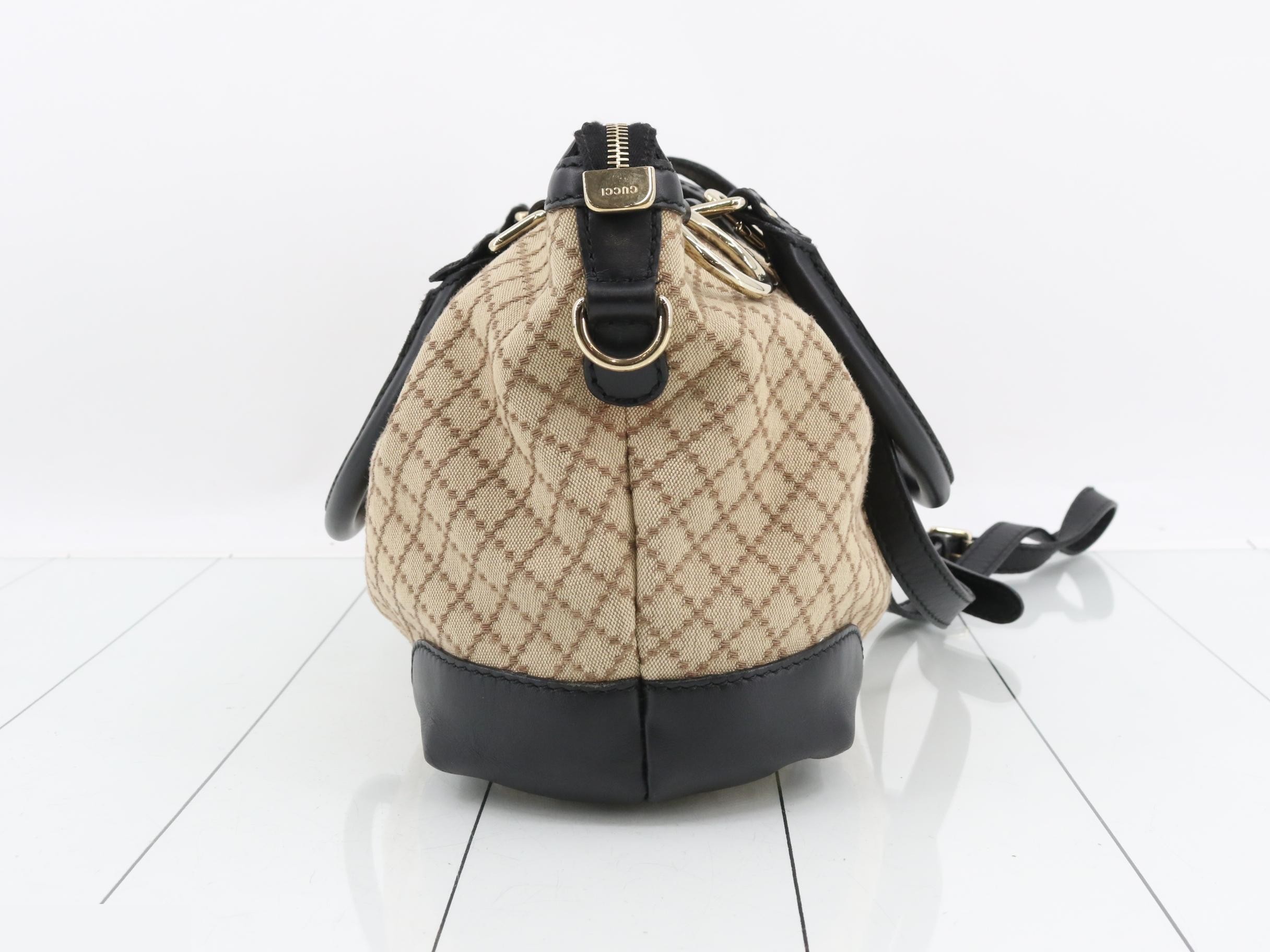 Canvas/Leather Sukey Diamante 2-Way Handbag, Beige — view 4