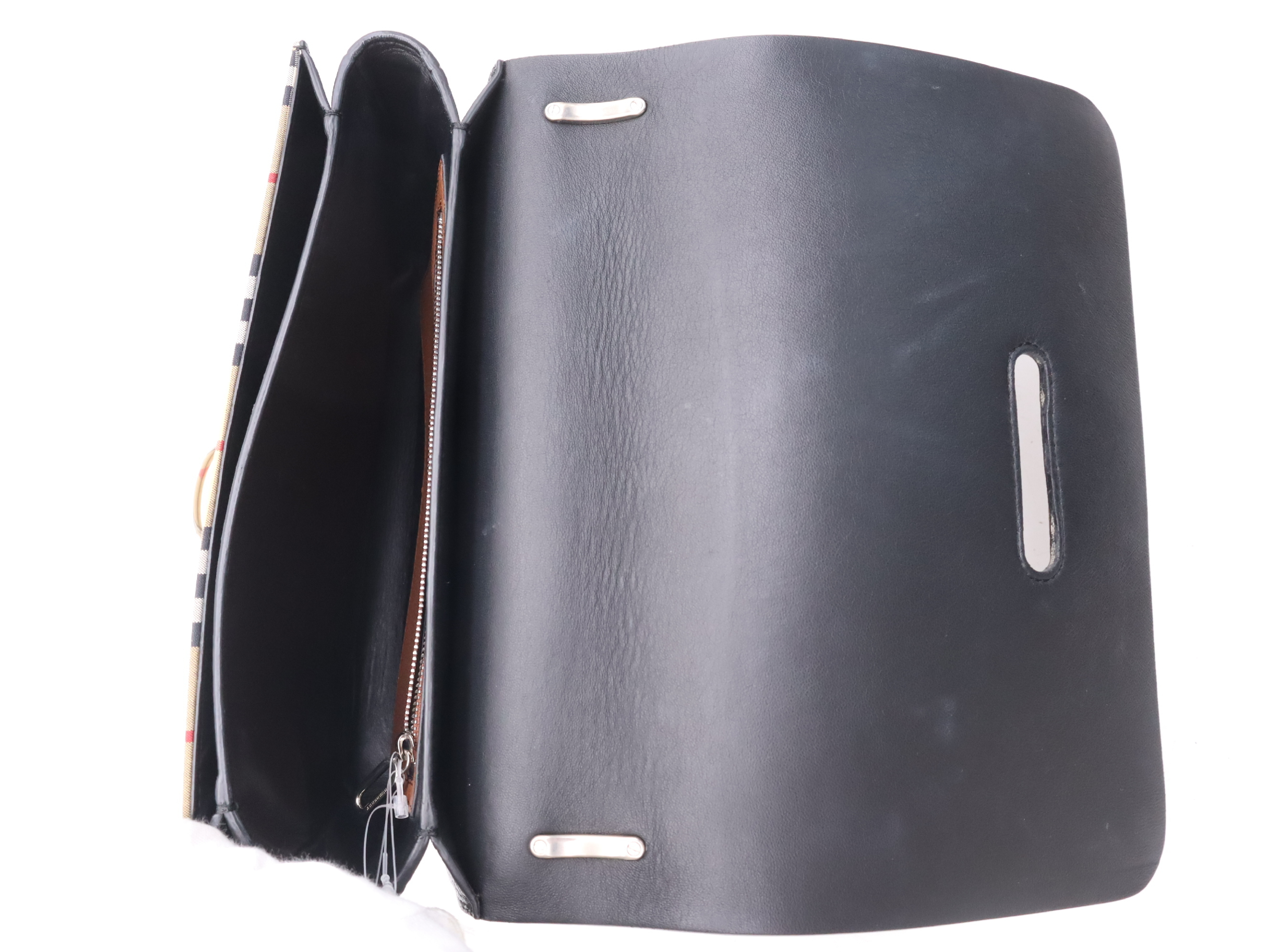 Leather D-ring Brown Shoulder Bag with Silver Hardware and Shoulder Strap — view 9
