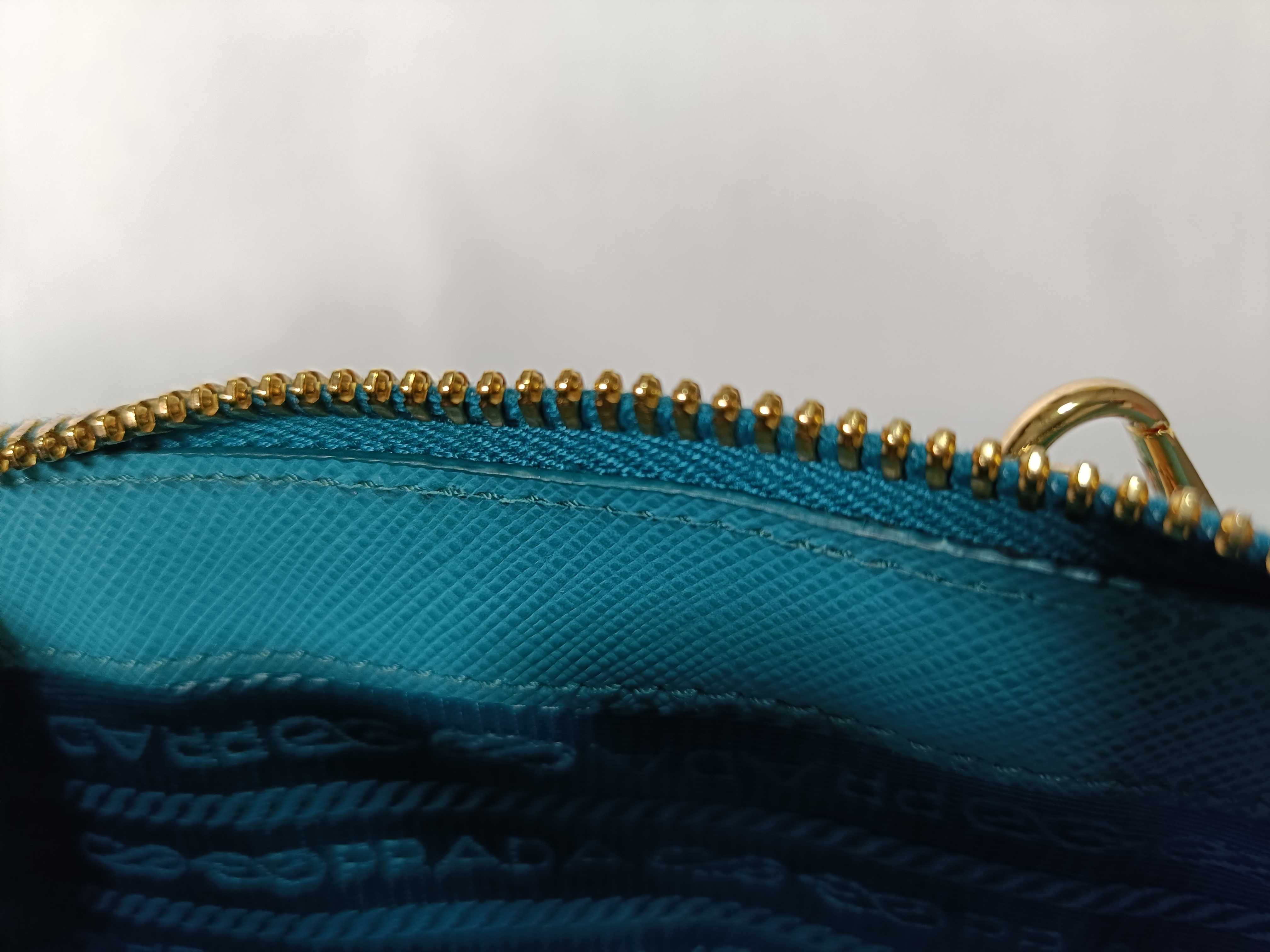 Saffiano Lux Leather 2-Way Shoulder Bag, Blue, 1BH851, Clochette Shoulder Bag — view 11