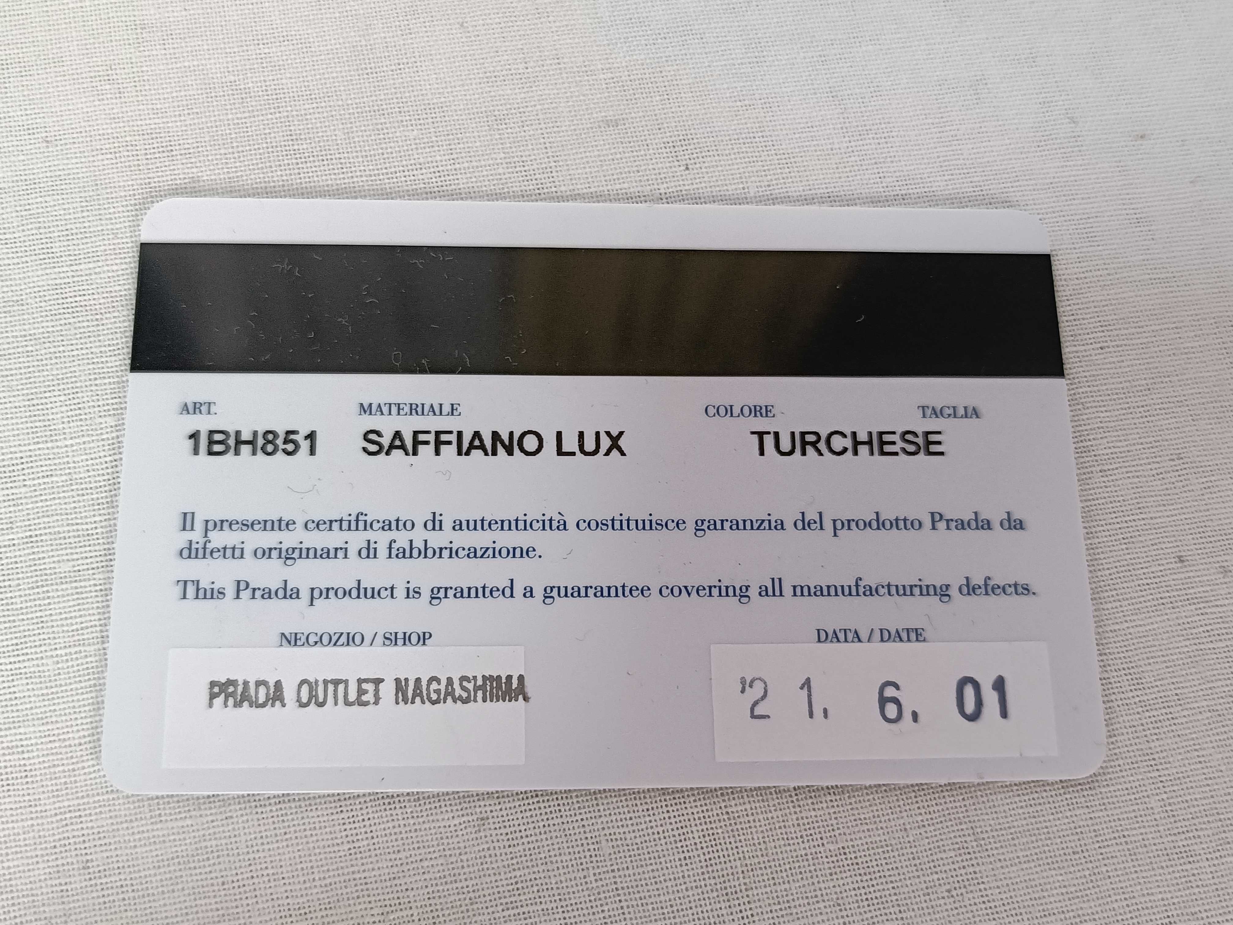 Saffiano Lux Leather 2-Way Shoulder Bag, Blue, 1BH851, Clochette Shoulder Bag — view 12