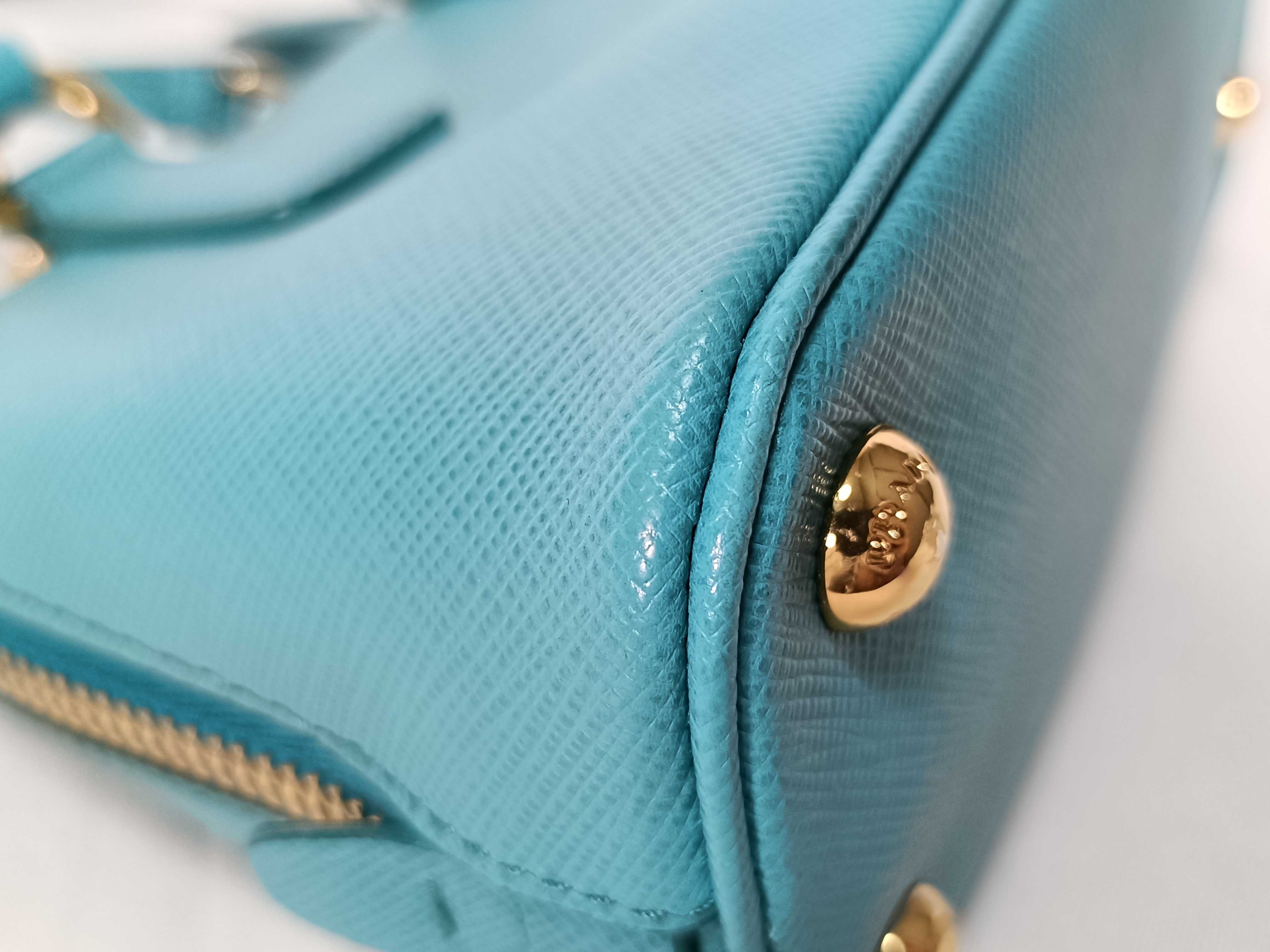 Saffiano Lux Leather 2-Way Shoulder Bag, Blue, 1BH851, Clochette Shoulder Bag — view 4