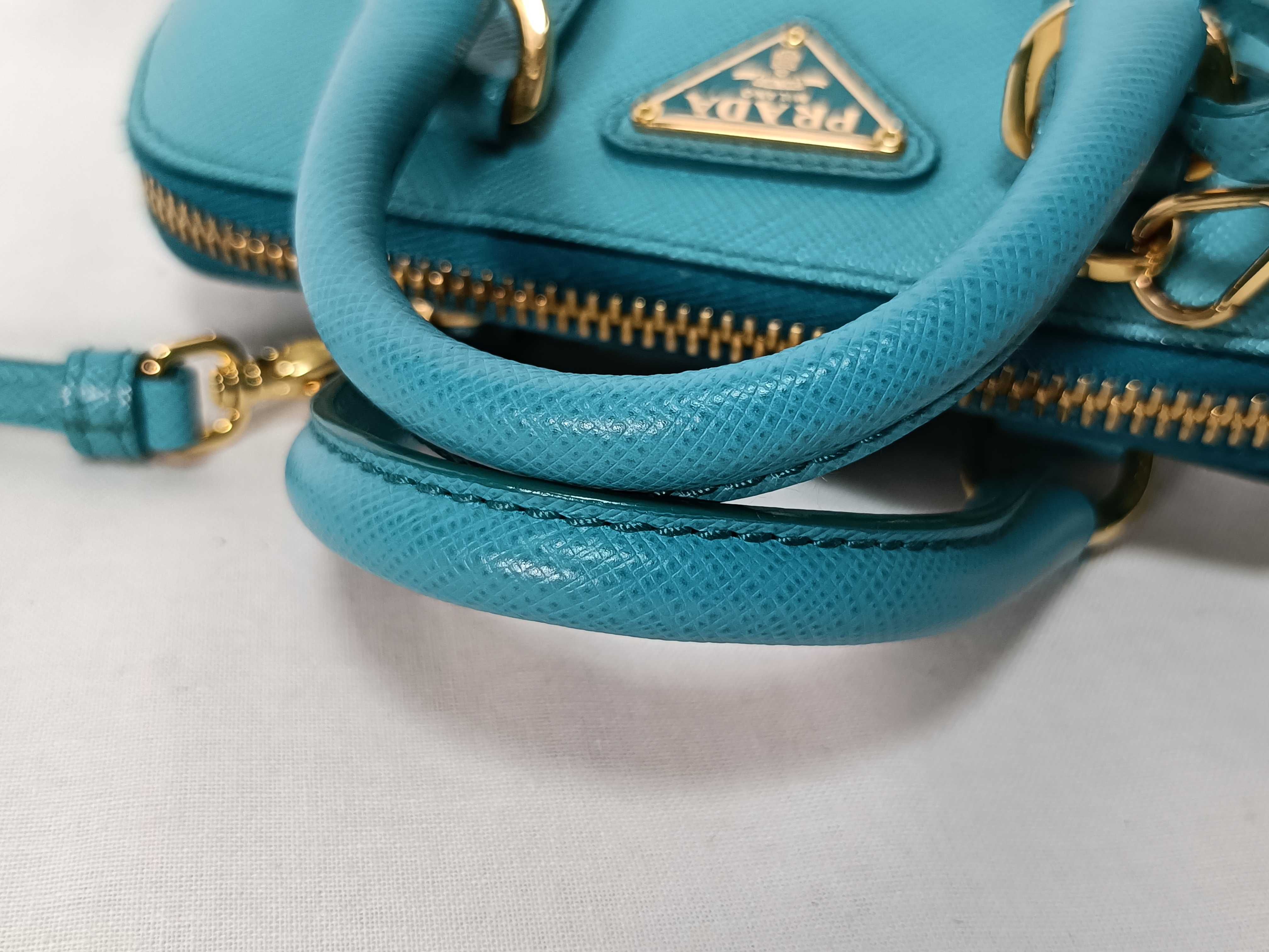 Saffiano Lux Leather 2-Way Shoulder Bag, Blue, 1BH851, Clochette Shoulder Bag — view 6