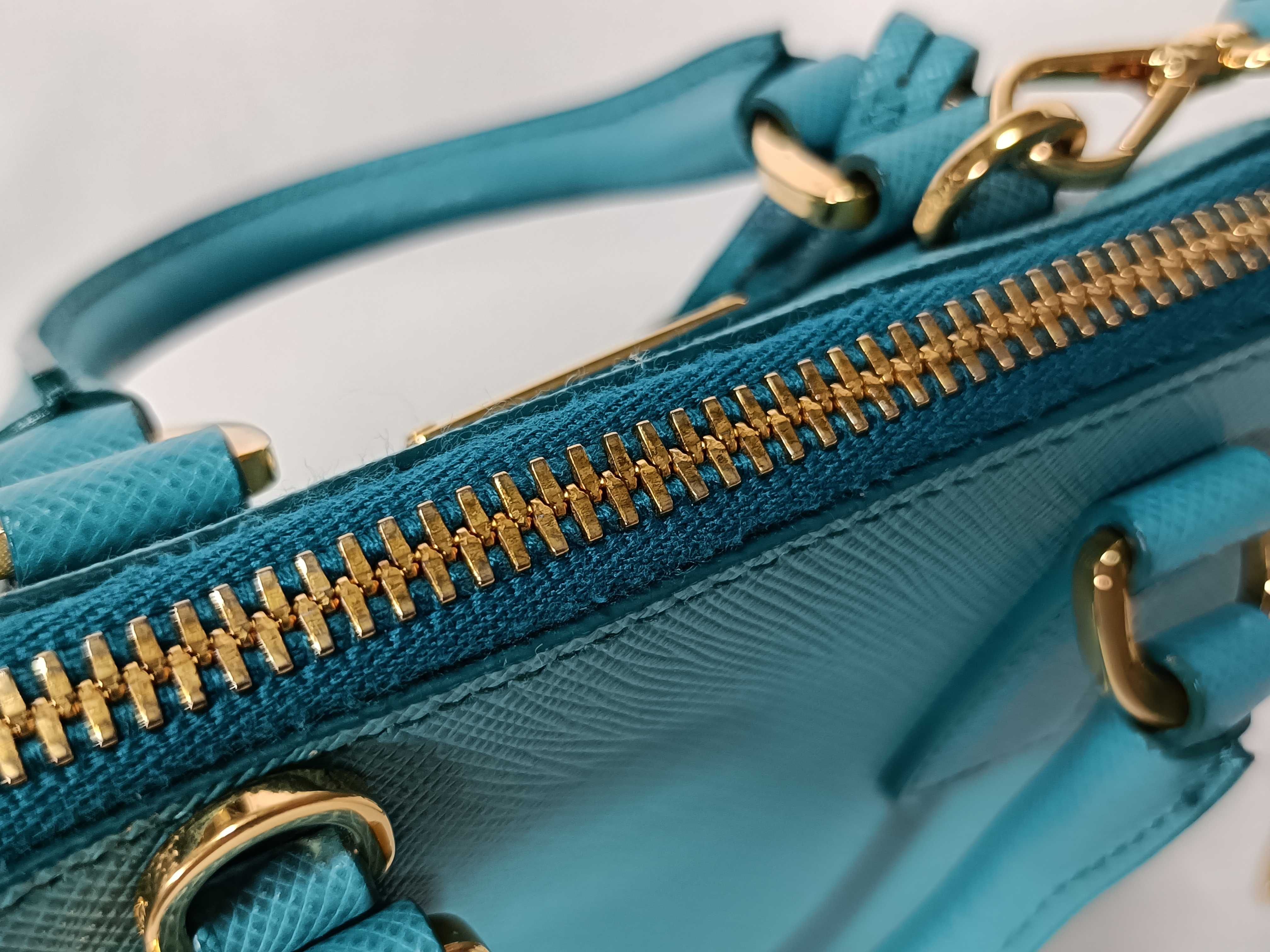 Saffiano Lux Leather 2-Way Shoulder Bag, Blue, 1BH851, Clochette Shoulder Bag — view 7