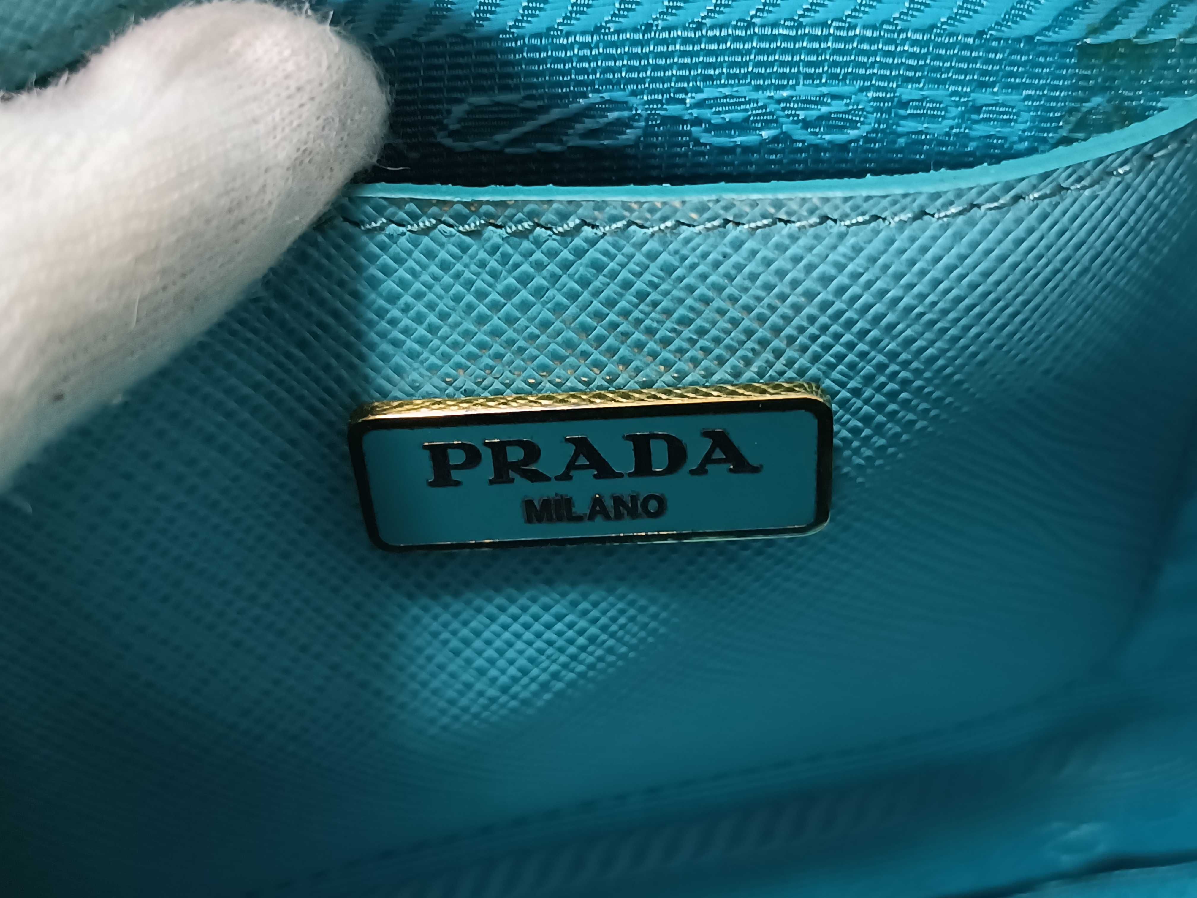 Saffiano Lux Leather 2-Way Shoulder Bag, Blue, 1BH851, Clochette Shoulder Bag — view 9
