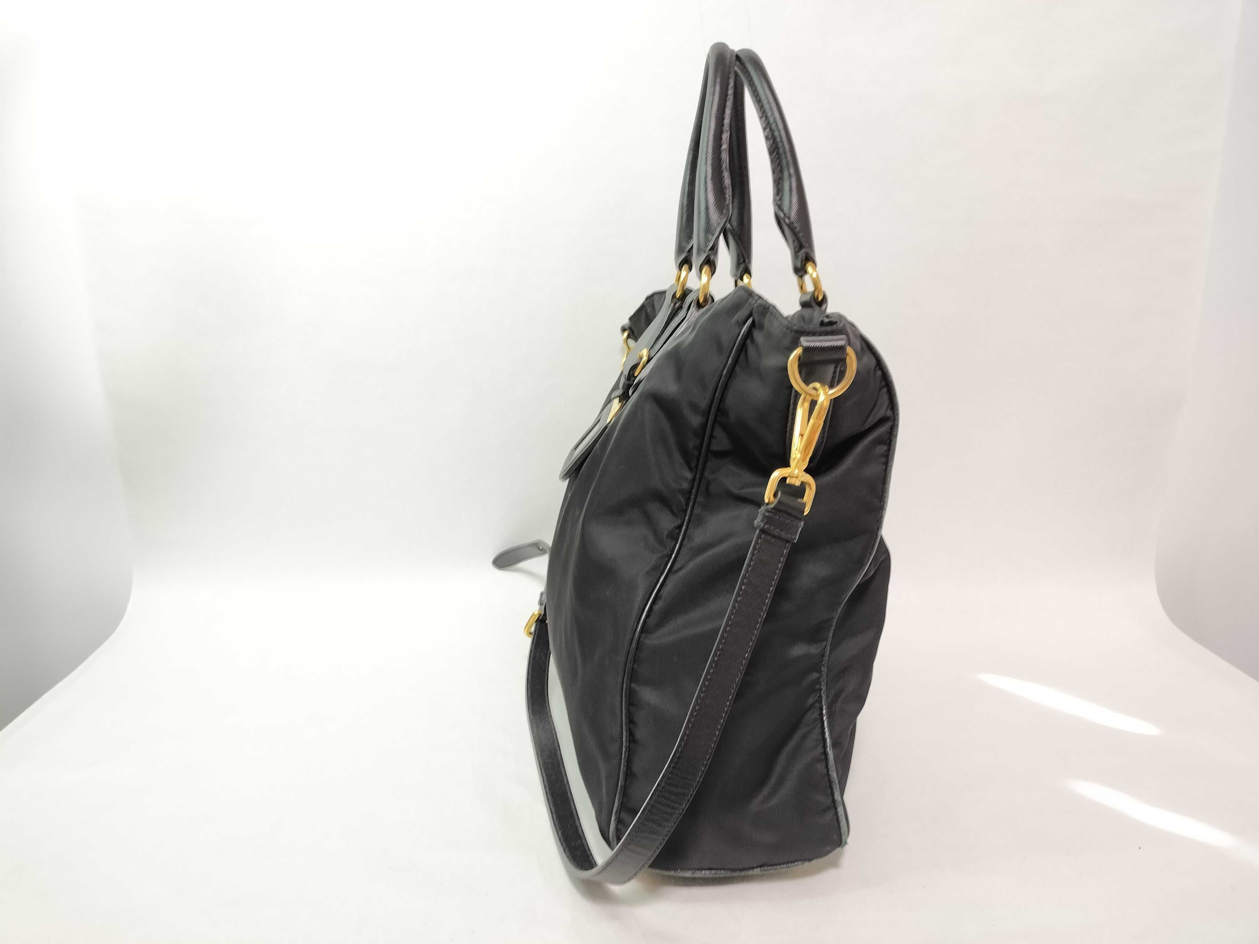 Nylon Prada Handbag 2-Way Black Strap Tote Bag — view 4