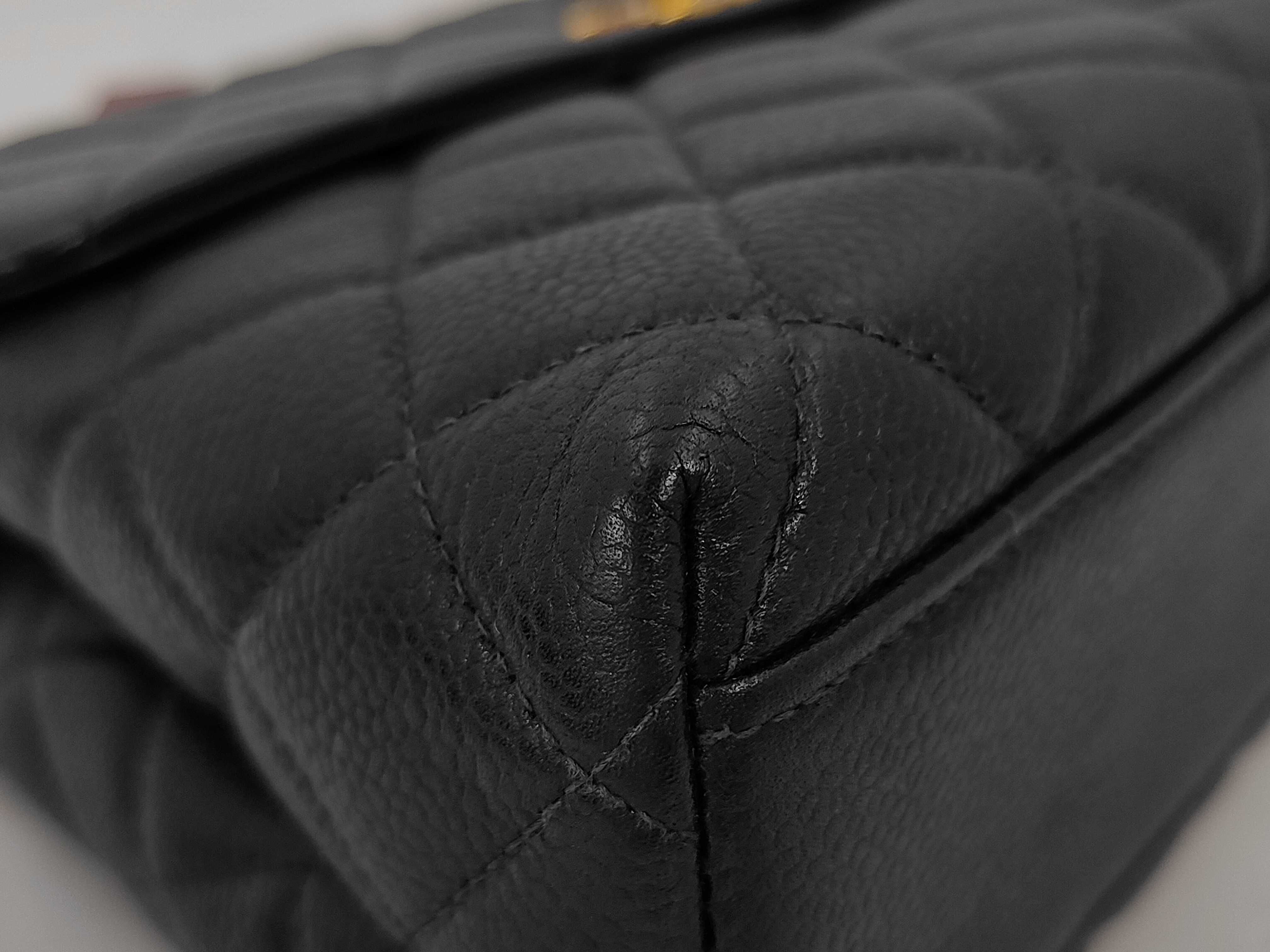 Matelasse Top Handle Flap Bag Grained Calfskin Handbag — view 3