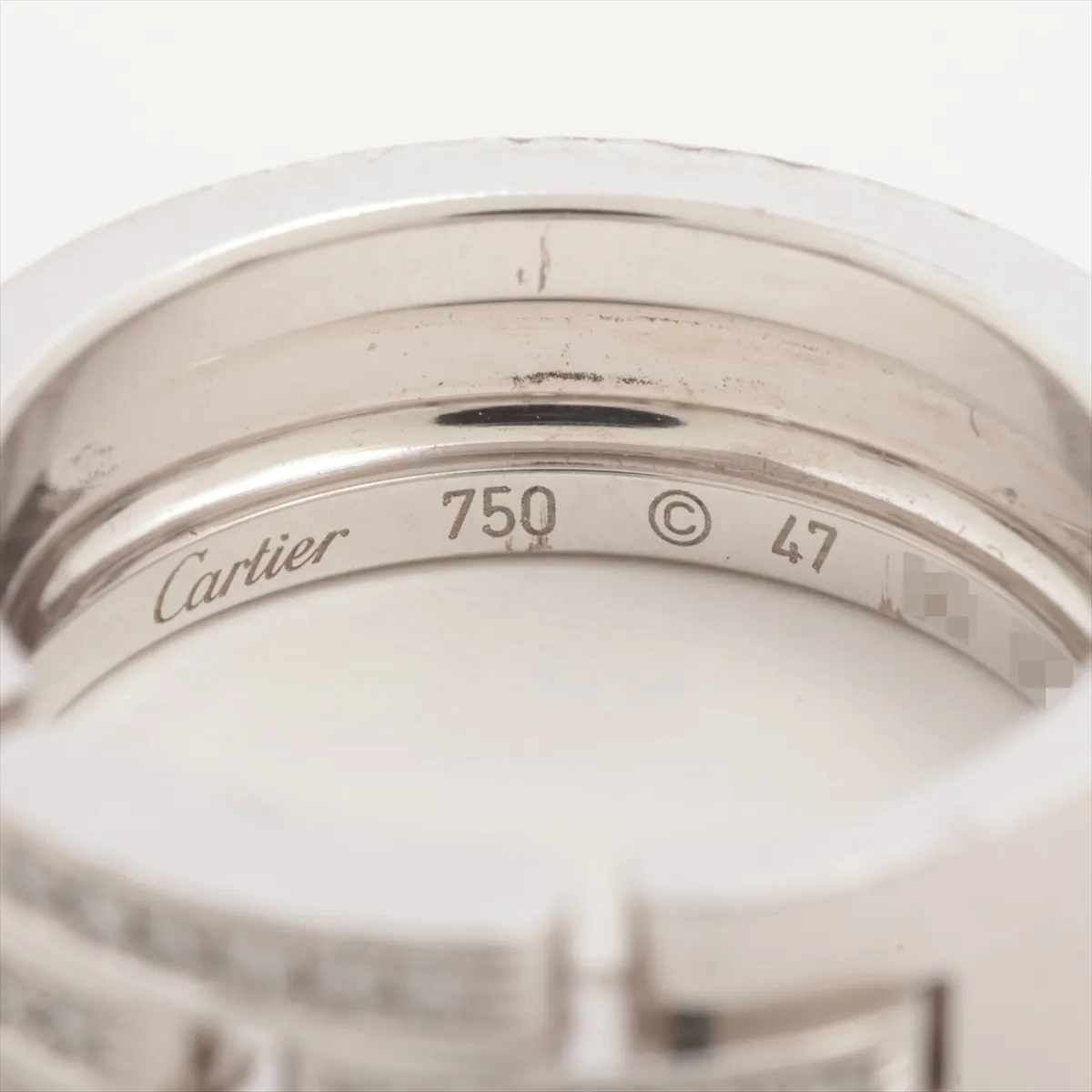 Maillon Panthère Half Diamond Ring, 750 (WG), 7.7g, Size 47, OO9473. (Dents, plating peeling) — view 3