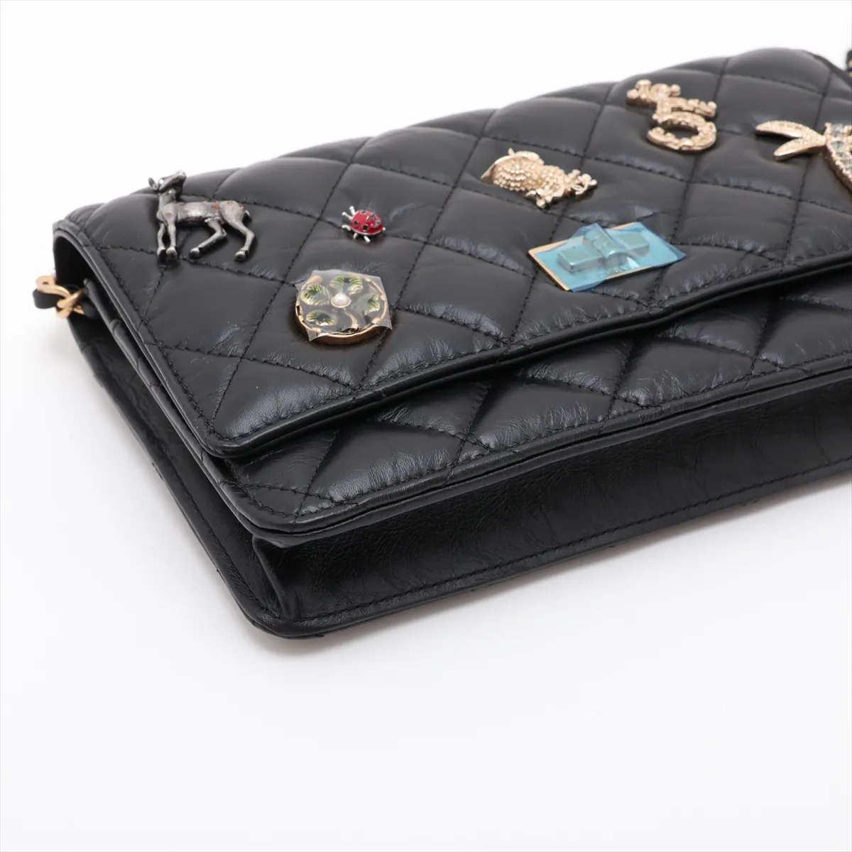 2.55 Vintage Calf Chain Wallet Icon Black Gold Hardware 24099787 (Serial Number 24) — view 4